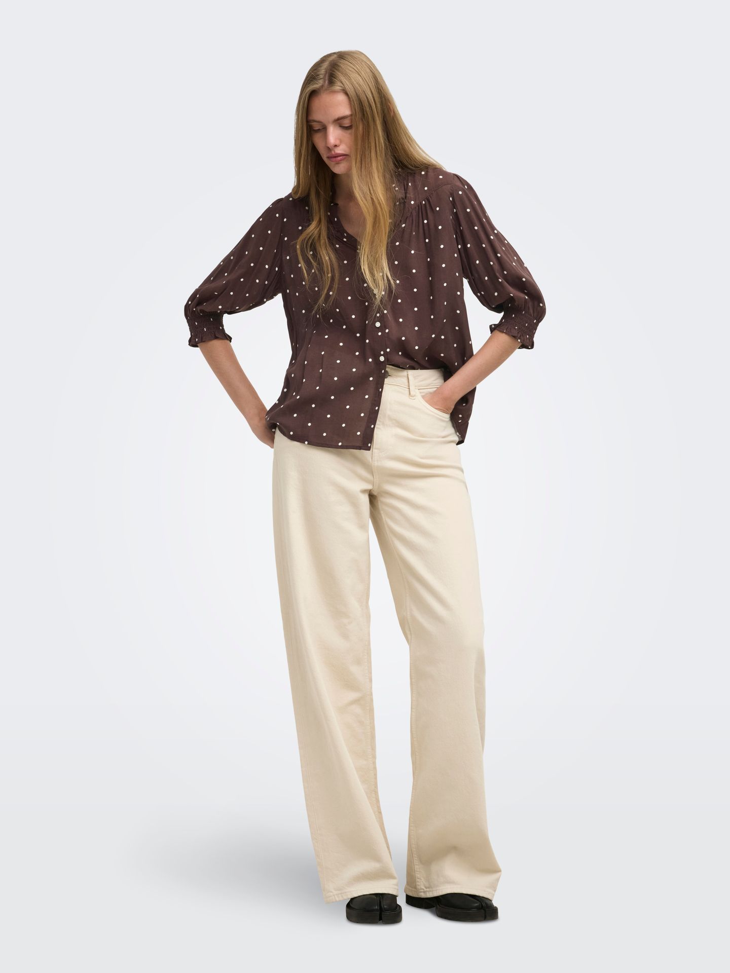 Only ONLRAYA 3/4 SHIRT WVN NOOS Deep Mahogany/Dots 2900168728021