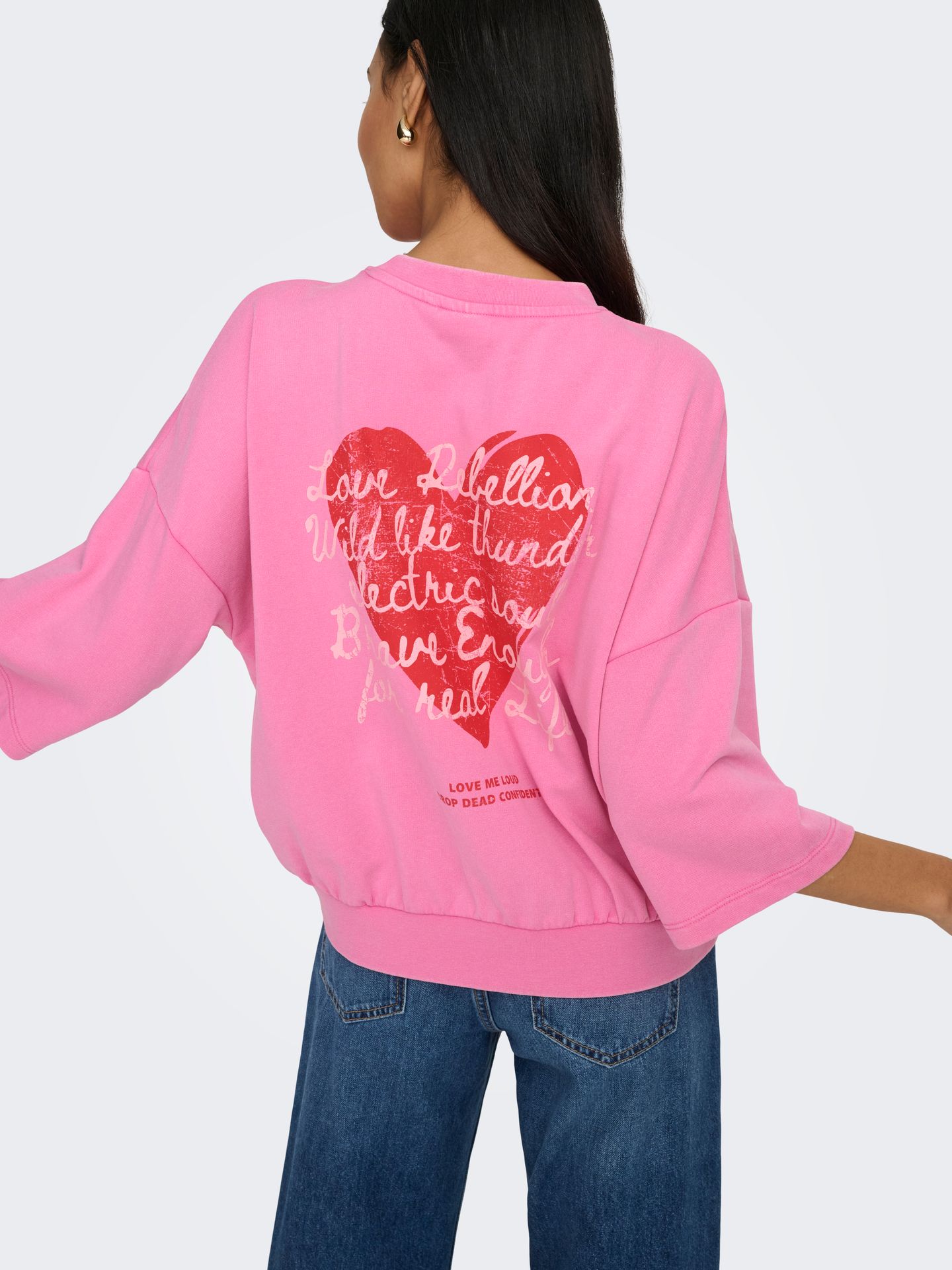 Only ONLLUCILLA 2/4 BOXY O-NECK UB RS SW Wild Orchid/Lucilla heart 2900163818055