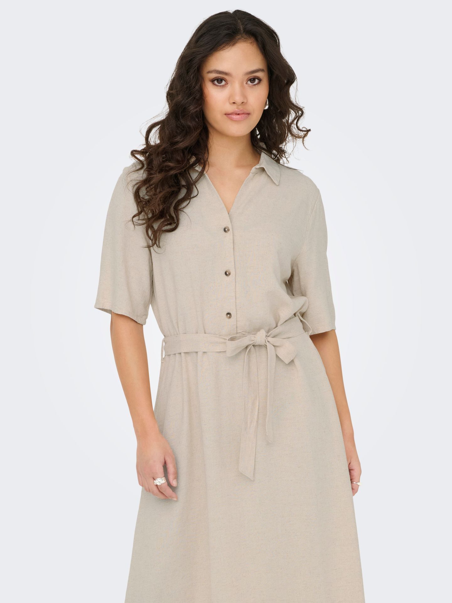 Only JDYSAY 2/4 MIDI SHIRT DRESS WVN NOO Oatmeal/MELANGE 2900163862010