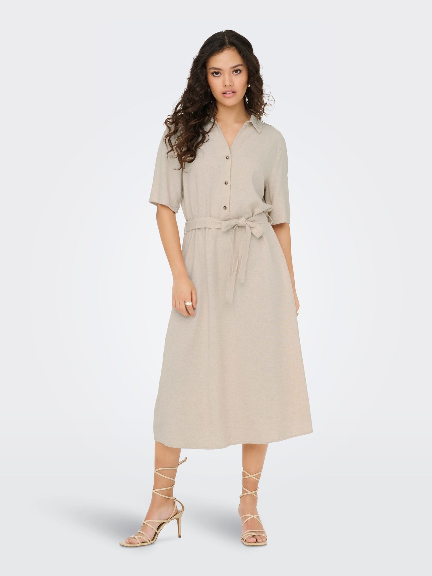 Only JDYSAY 2/4 MIDI SHIRT DRESS WVN NOO Oatmeal/MELANGE 2900163862010
