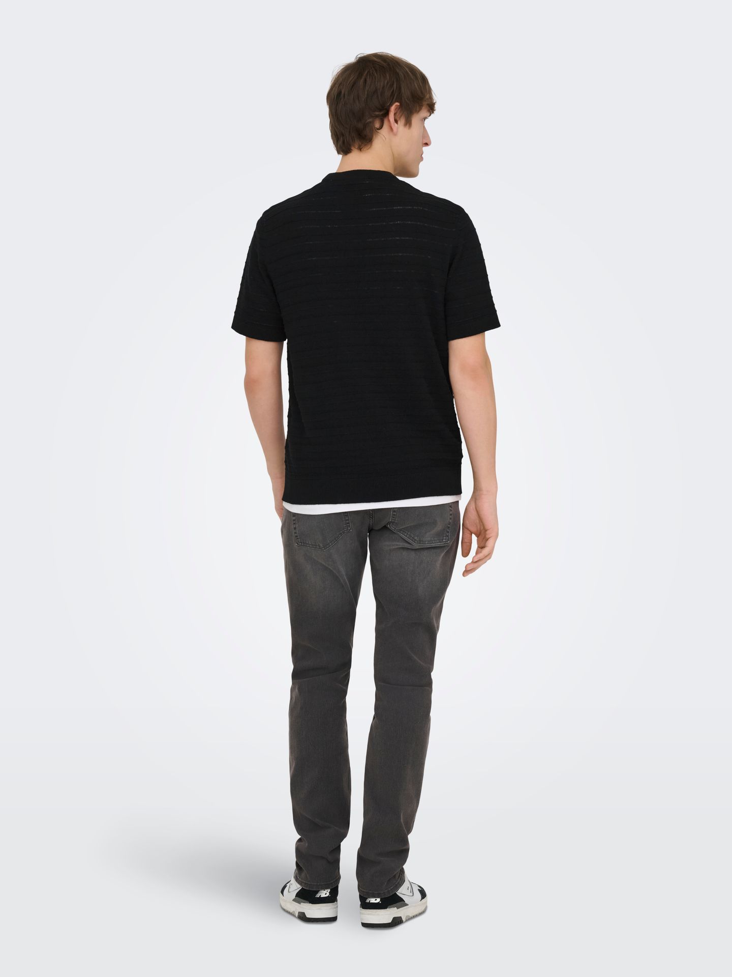 Only & Sons ONSTANO LIFE REG SS CREW KNIT Black 2900163864021