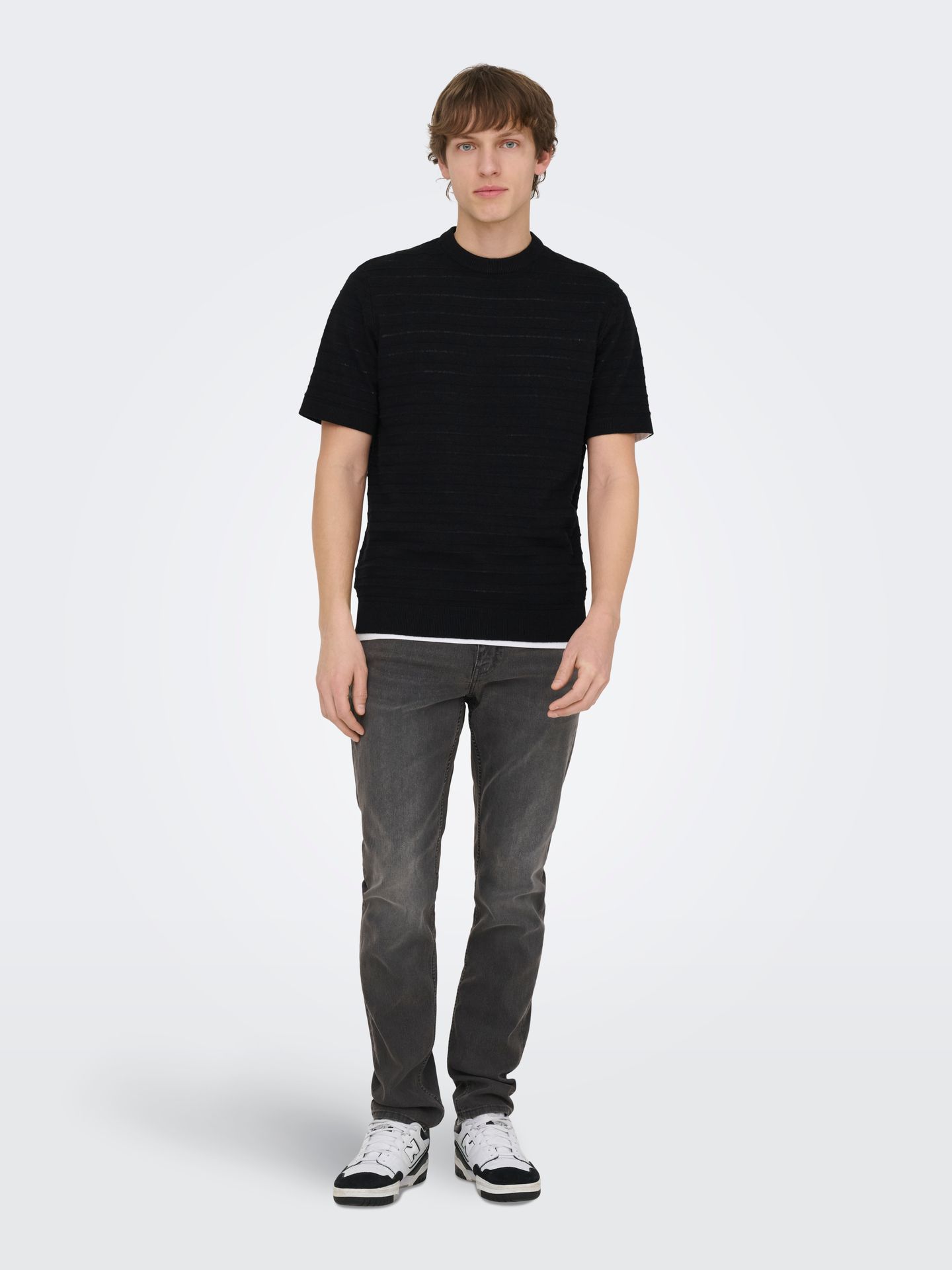 Only & Sons ONSTANO LIFE REG SS CREW KNIT Black 2900163864021