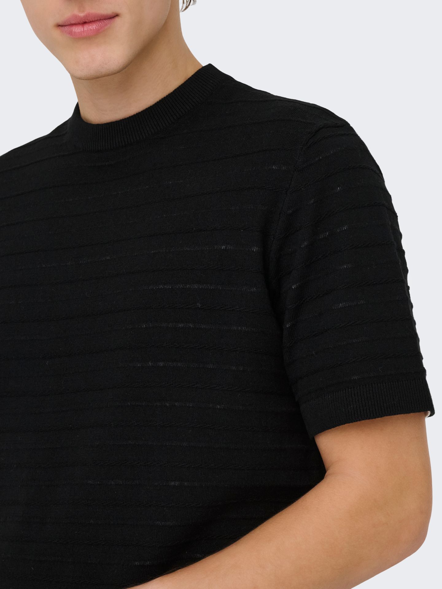 Only & Sons ONSTANO LIFE REG SS CREW KNIT Black 2900163864021