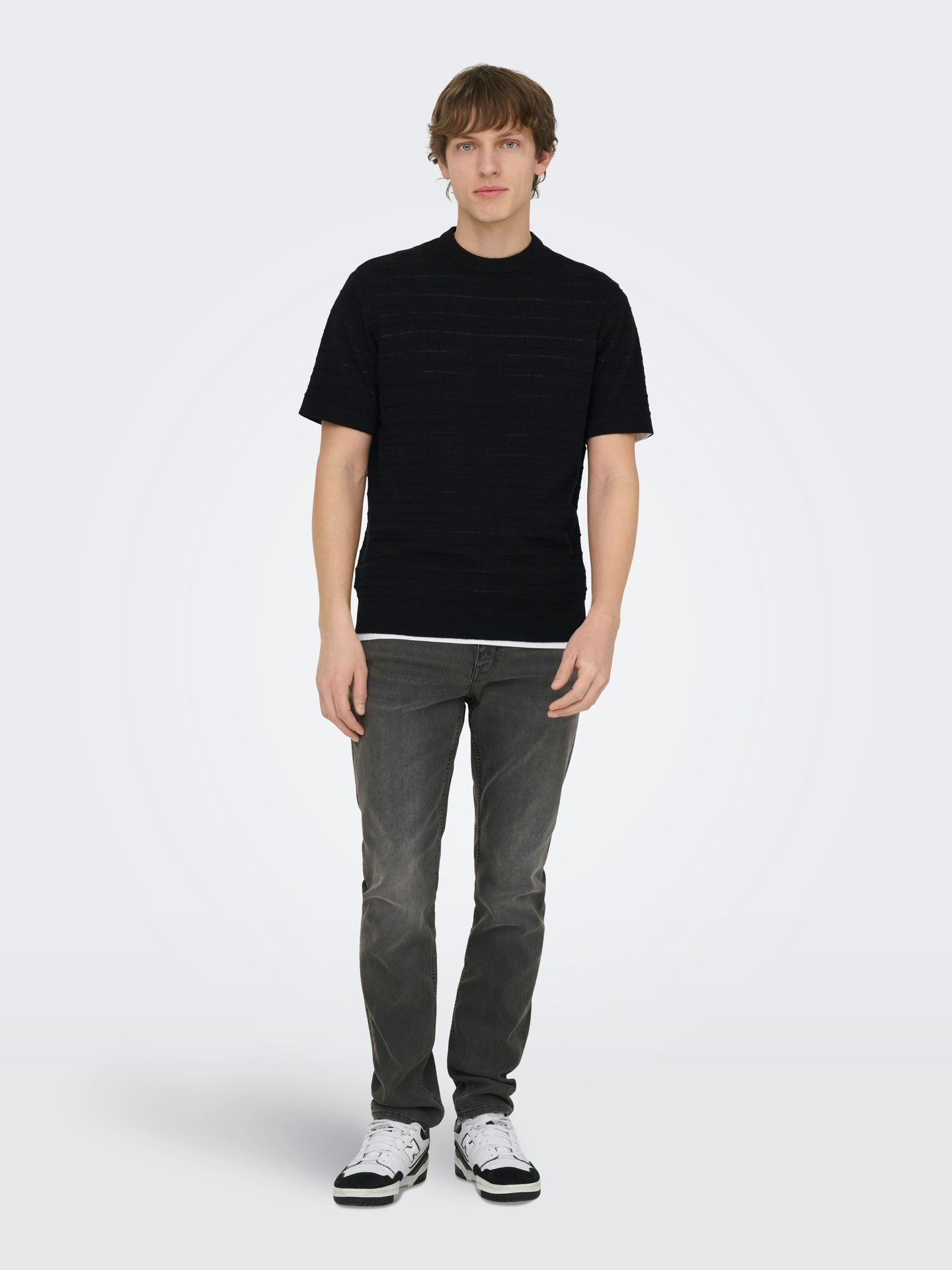 Only & Sons ONSTANO LIFE REG SS CREW KNIT Black 2900163864021