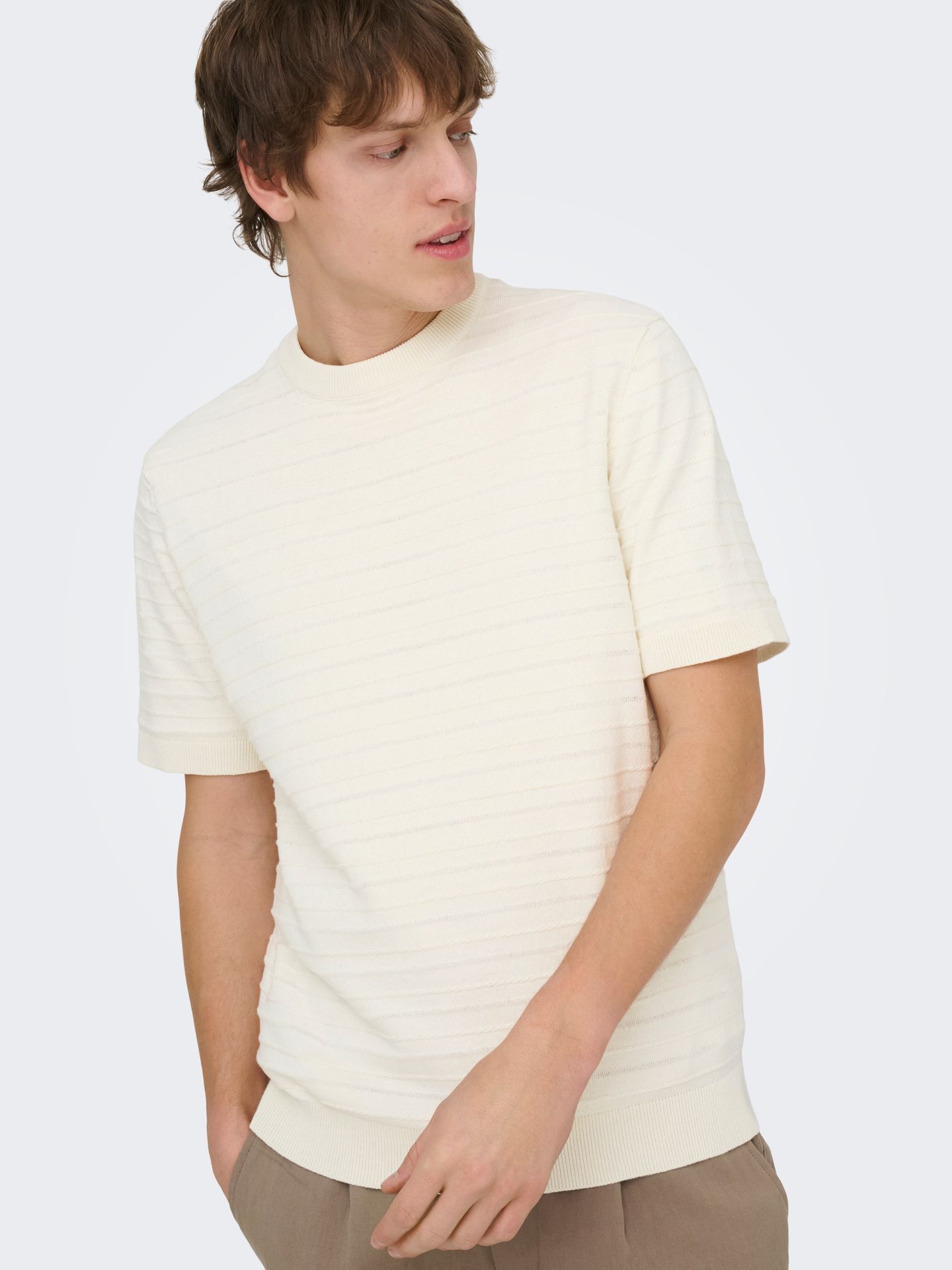 Only & Sons ONSTANO LIFE REG SS CREW KNIT Cloud Dancer 00117050-EKA26011400000283