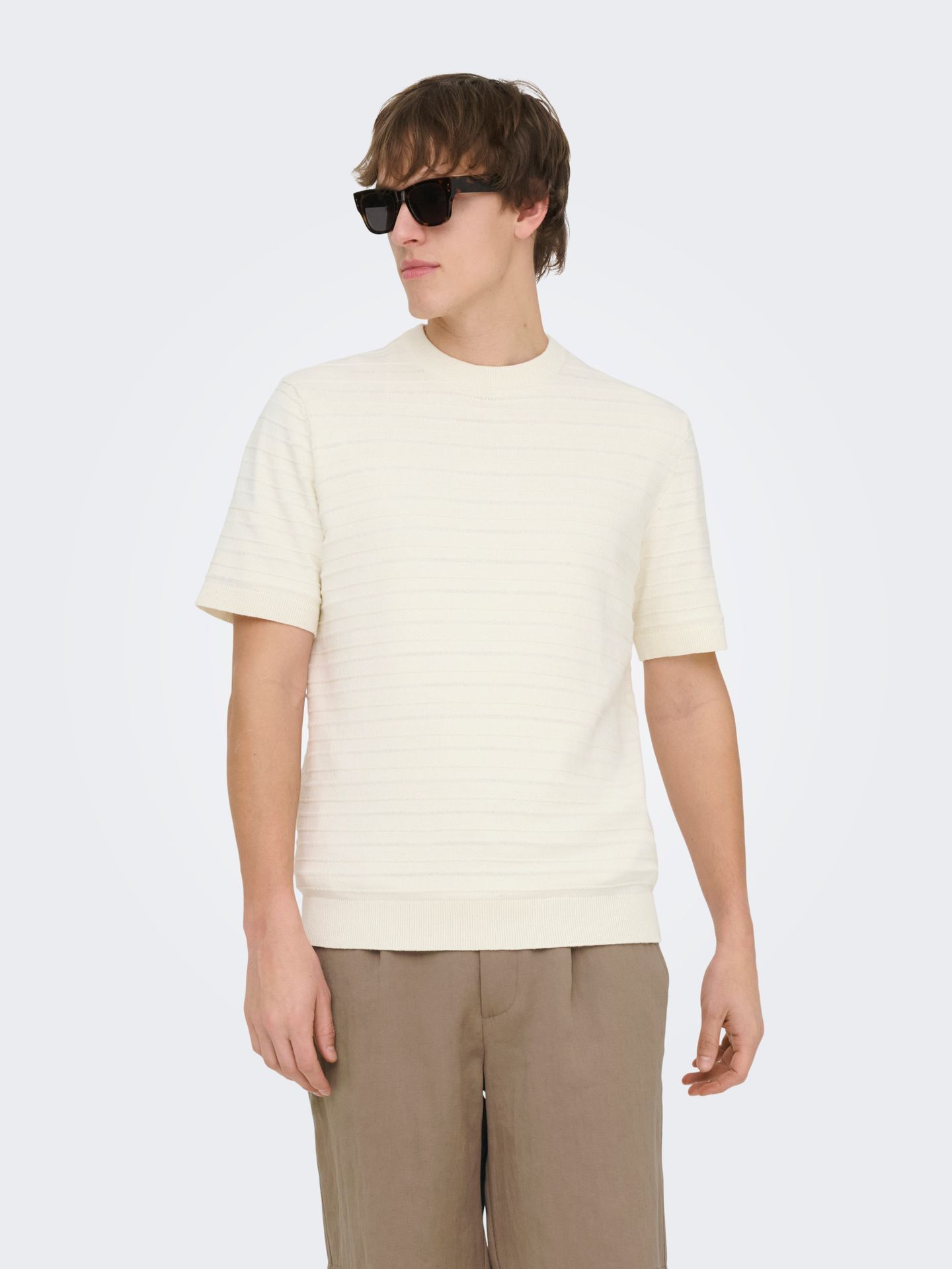 Only & Sons ONSTANO LIFE REG SS CREW KNIT Cloud Dancer 00117050-EKA26011400000283