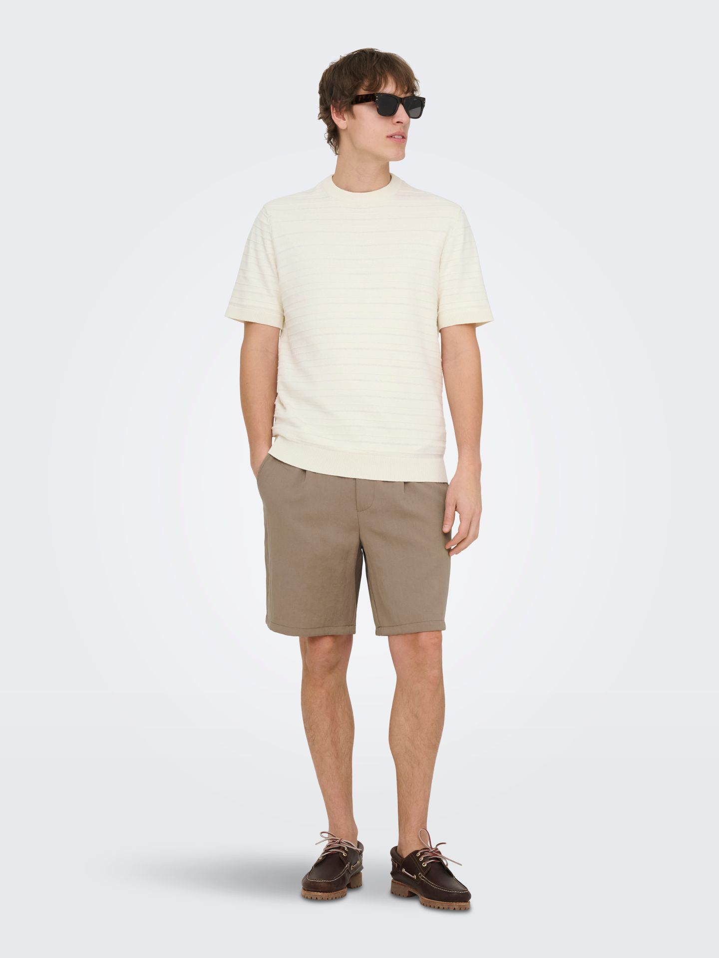 Only & Sons ONSTANO LIFE REG SS CREW KNIT Cloud Dancer 2900163865011