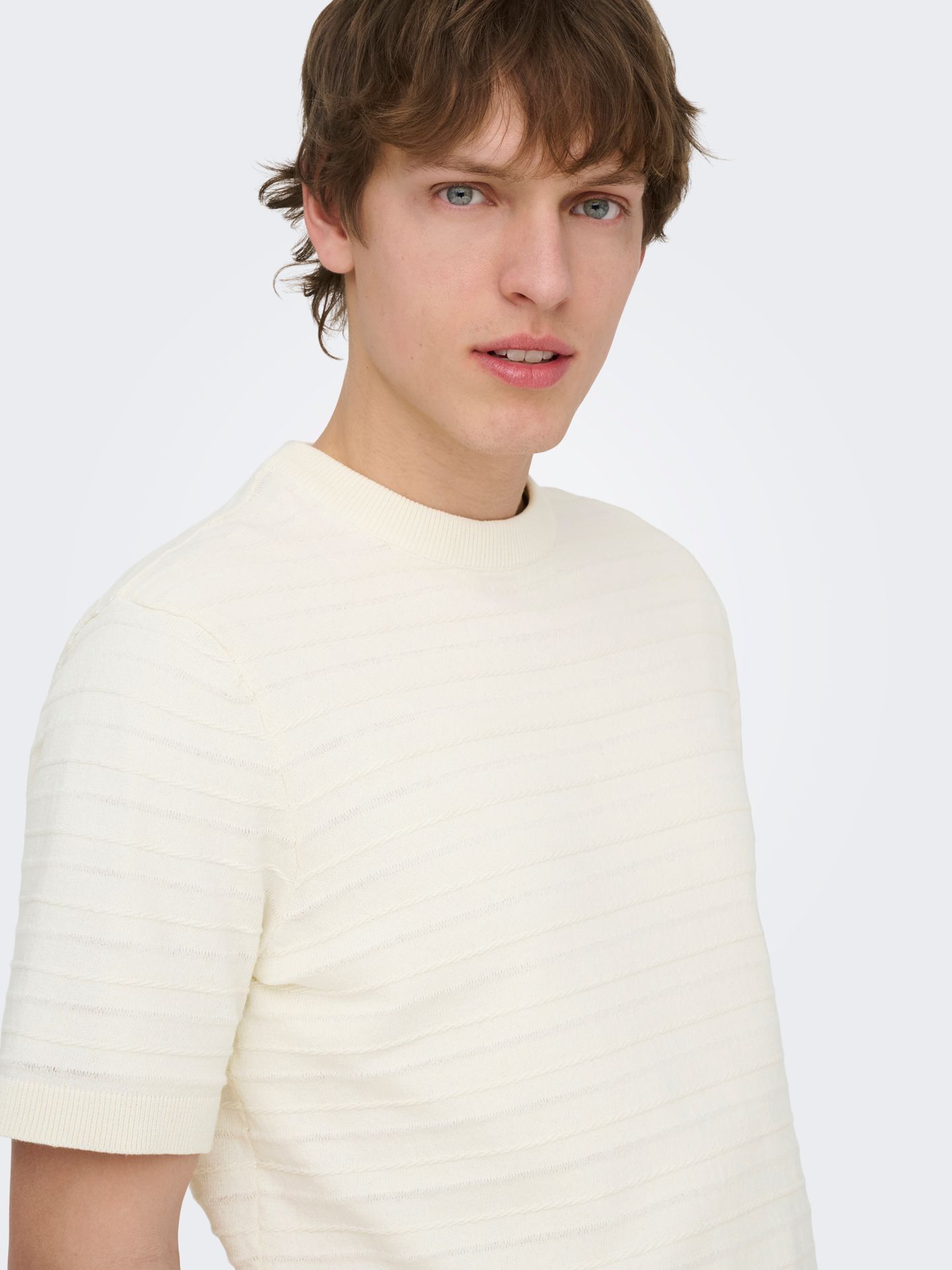 Only & Sons ONSTANO LIFE REG SS CREW KNIT Cloud Dancer 2900163865011