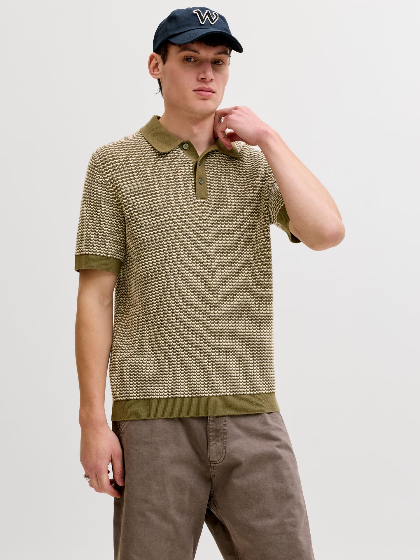 Jack & Jones JPRBLUKINGSLEY KNIT POLO SS LN Martini Olive/Twist 00117060-EKA26011400003314