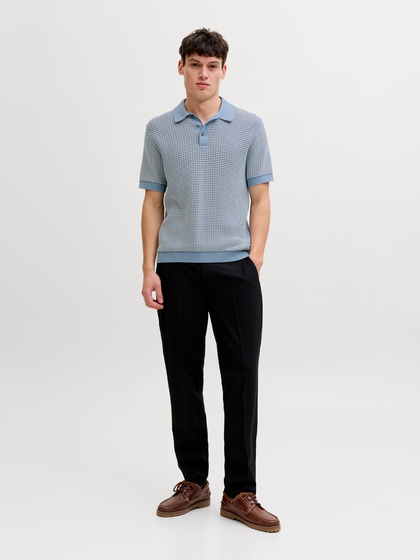 Jack & Jones JPRBLUKINGSLEY KNIT POLO SS LN Ashley Blue/Twist 2900164077055