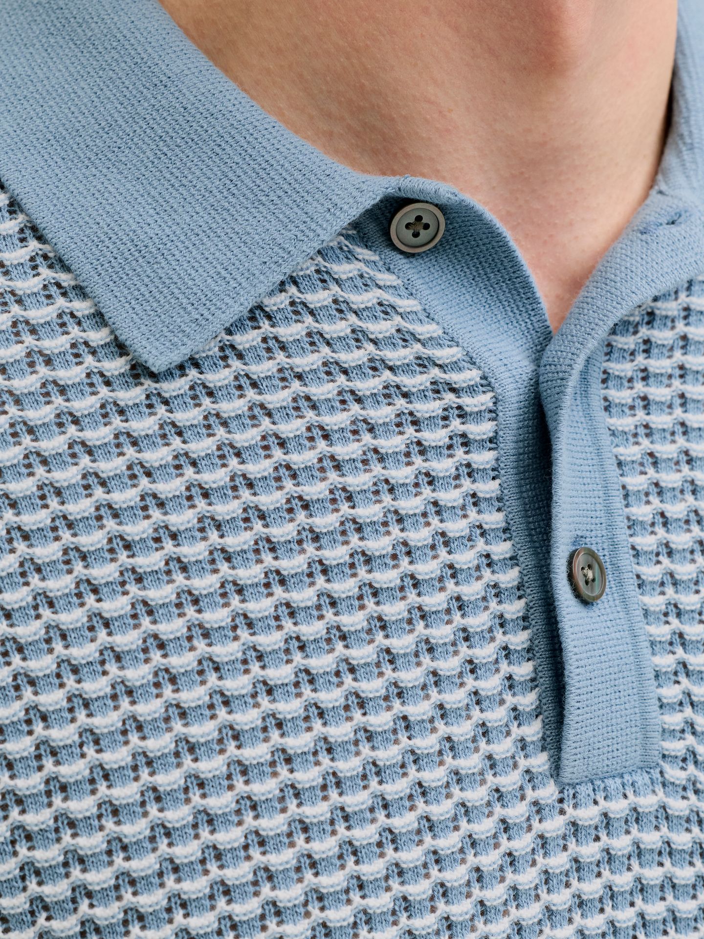 Jack & Jones JPRBLUKINGSLEY KNIT POLO SS LN Ashley Blue/Twist 2900164077055