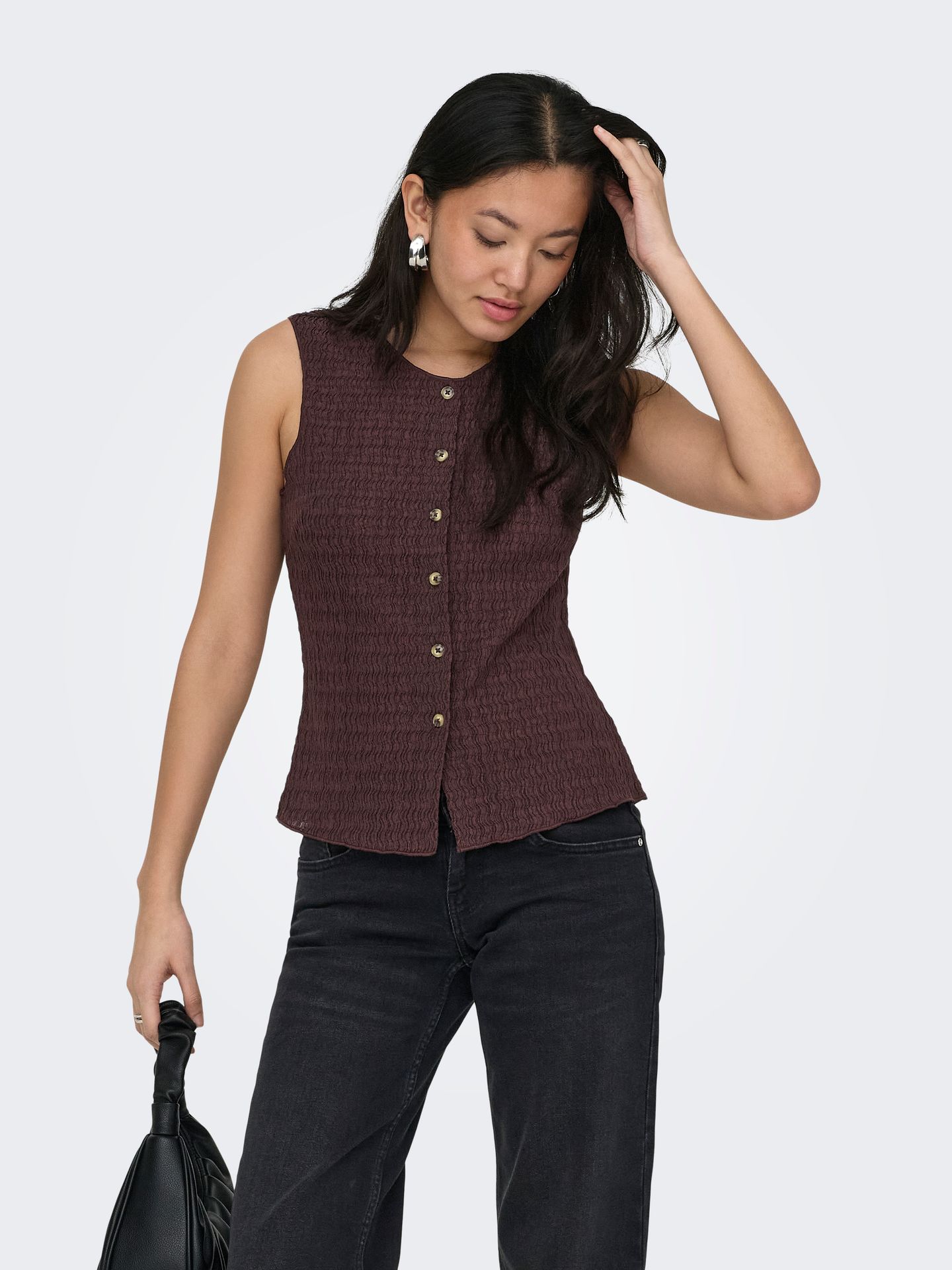 Only ONLILSE S/L STRUCTURE VEST JRS NOOS Deep Mahogany 2900165227015