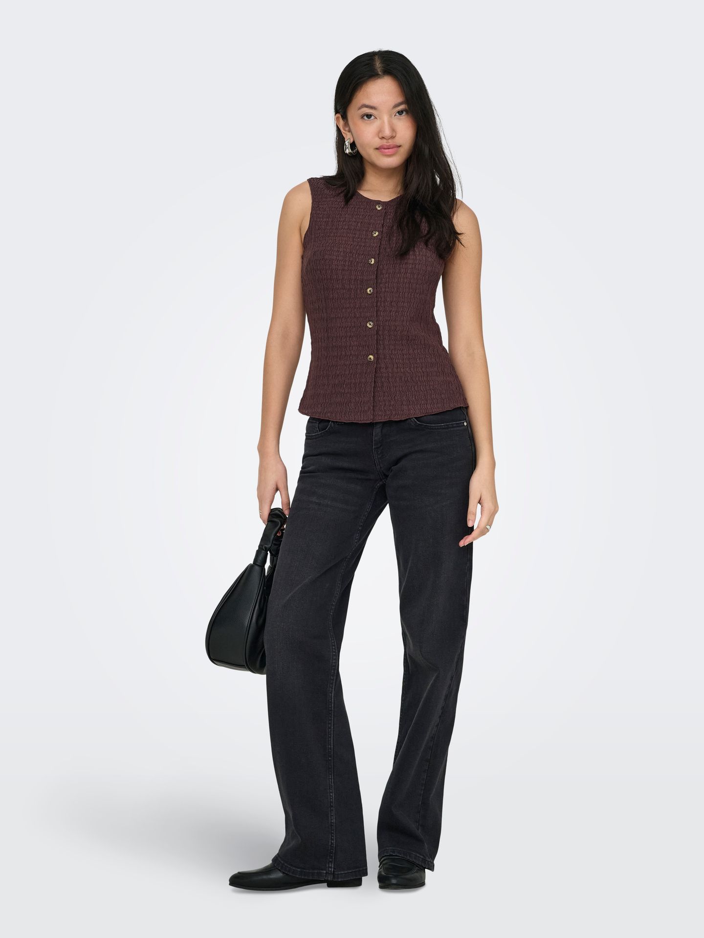 Only ONLILSE S/L STRUCTURE VEST JRS NOOS Deep Mahogany 2900165227015