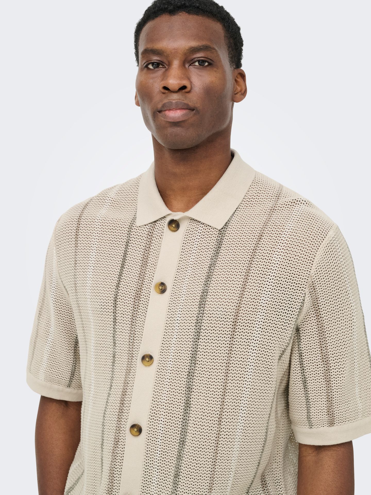 Only & Sons ONSTOBBY LIFE RLX  SS SHIRT KNIT NO Silver Lining/DESERT T.+BUNGEE C.+C 2900163927030