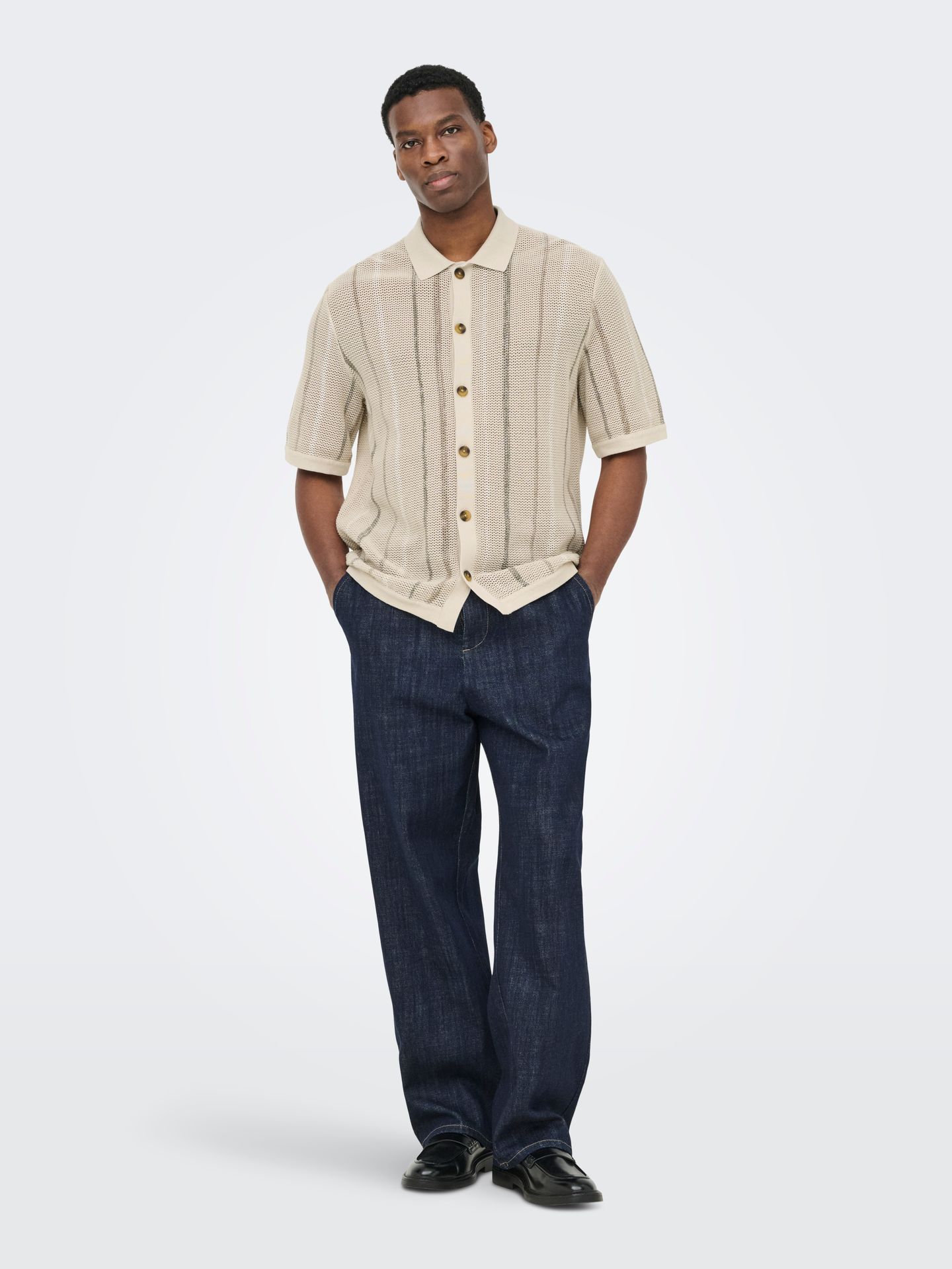 Only & Sons ONSTOBBY LIFE RLX  SS SHIRT KNIT NO Silver Lining/DESERT T.+BUNGEE C.+C 2900163927030