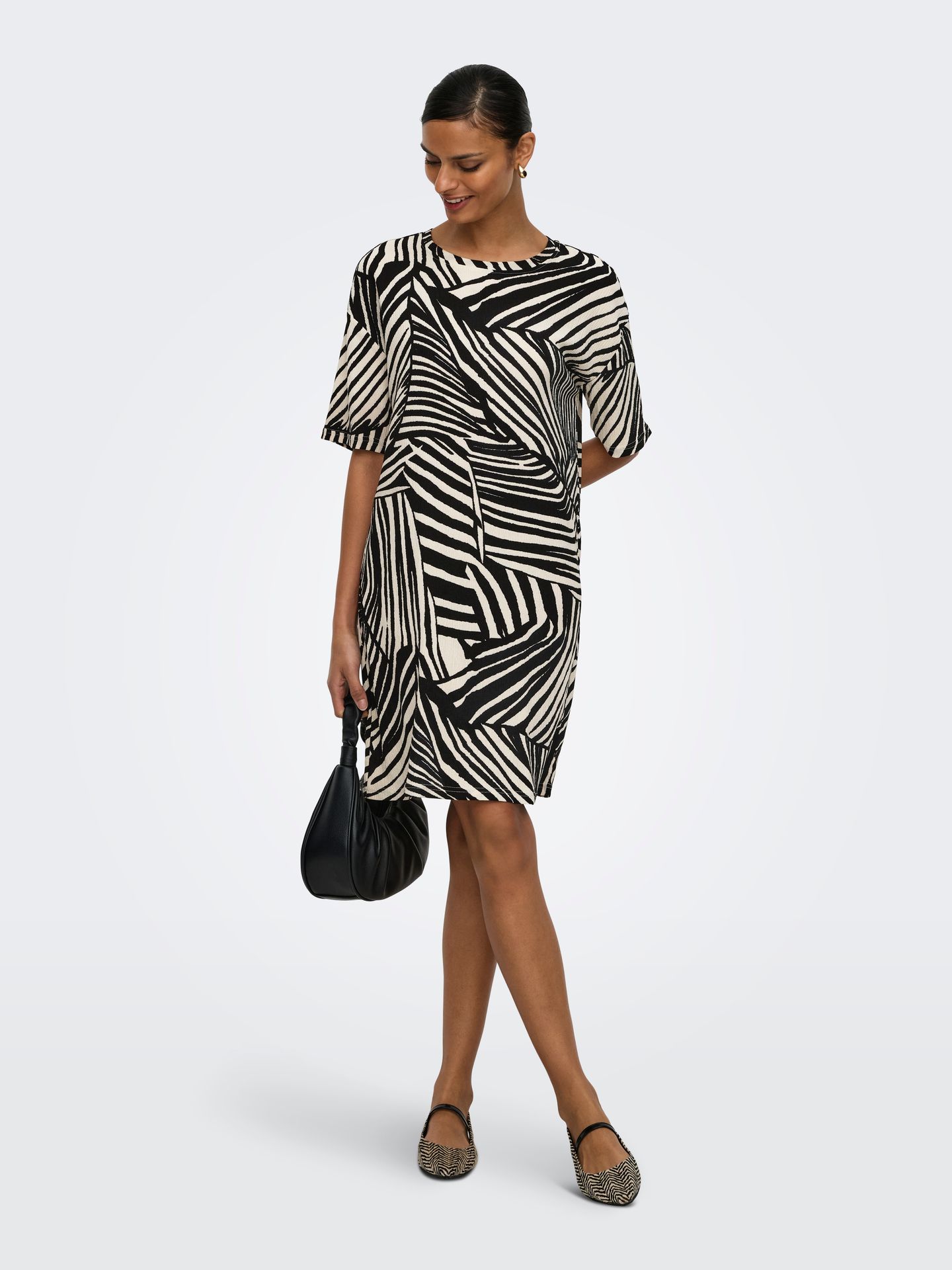 JDY JDYDEBBIE S/S OVERSIZE DRESS JRS DI Sandshell/BLACK TIE DYE STRIPES 2900163922011