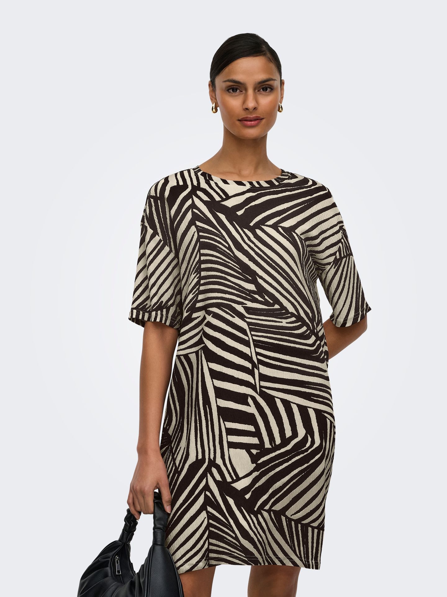 JDY JDYDEBBIE S/S OVERSIZE DRESS JRS DI Sandshell/CHOCOLATE TORTE TROPE 2900163923032