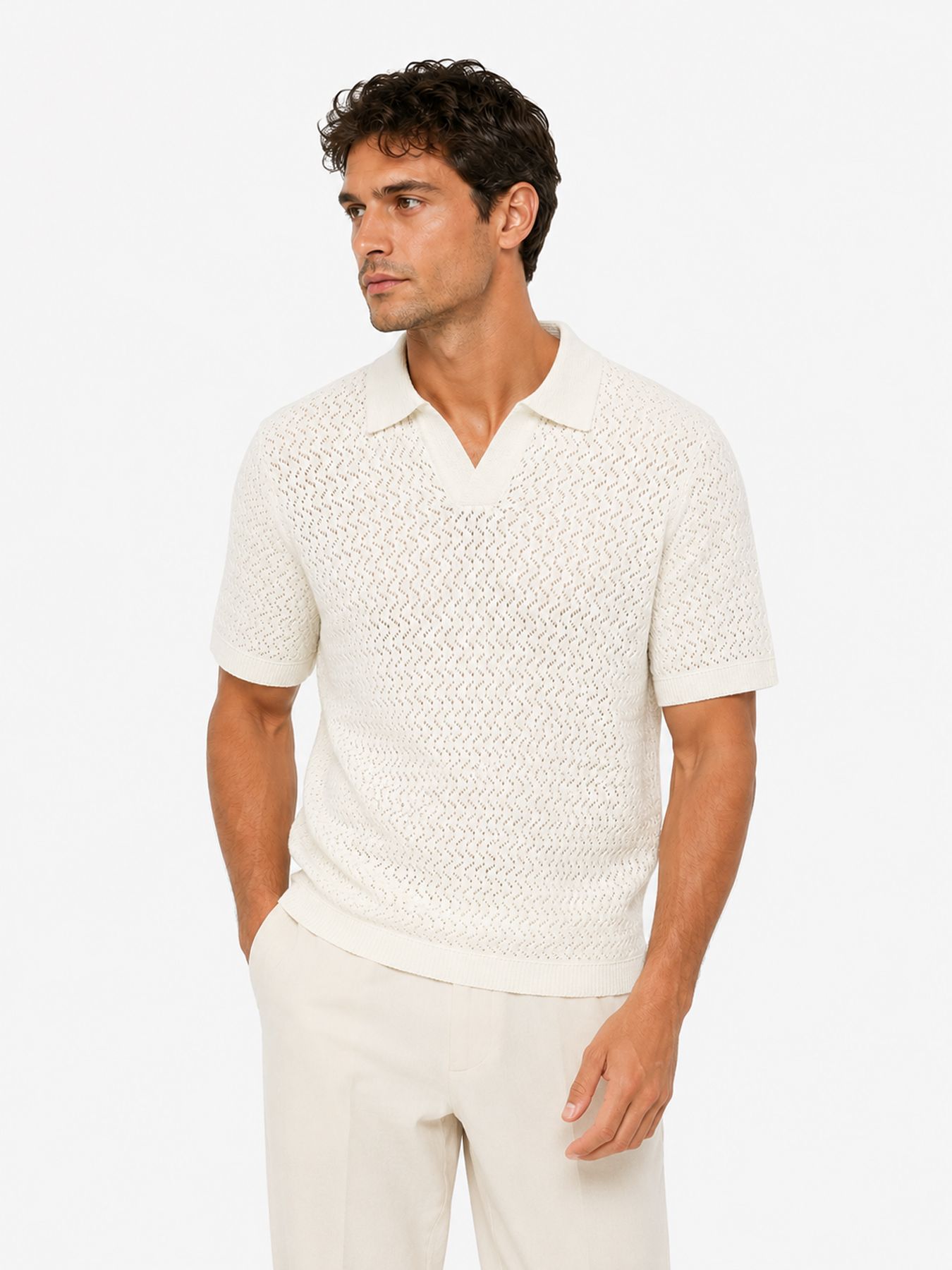 Only & Sons ONSNYLE 5 SS SPLIT POLO KNIT CS Cloud Dancer 00117068-EKA26011400000283