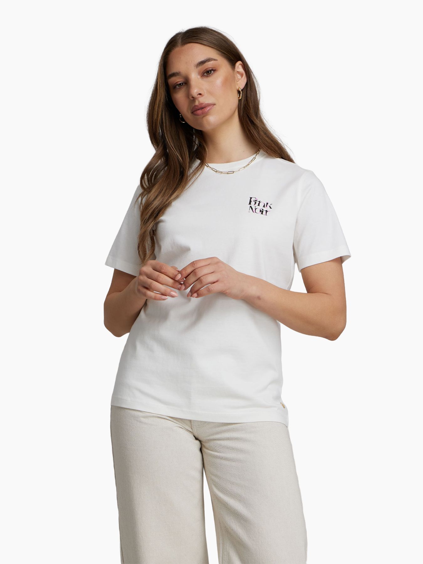 Pink Noir Nina T-shirt Cloud Dancer 00117111-7004