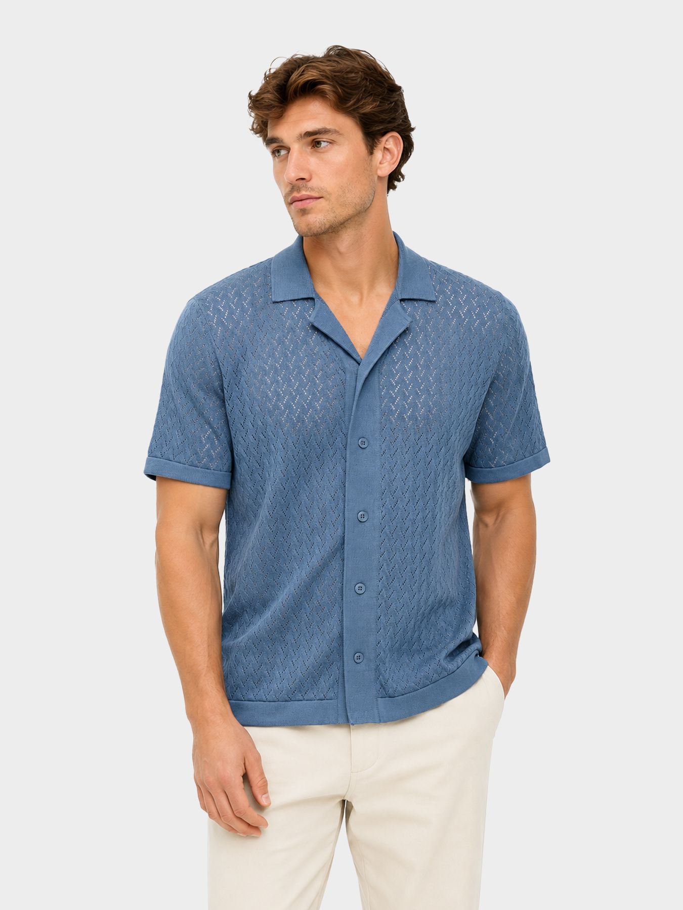 Only & Sons ONSSANTO REG SS RESORT SHIRT KNIT F China Blue 00117114-EKA26011400003327