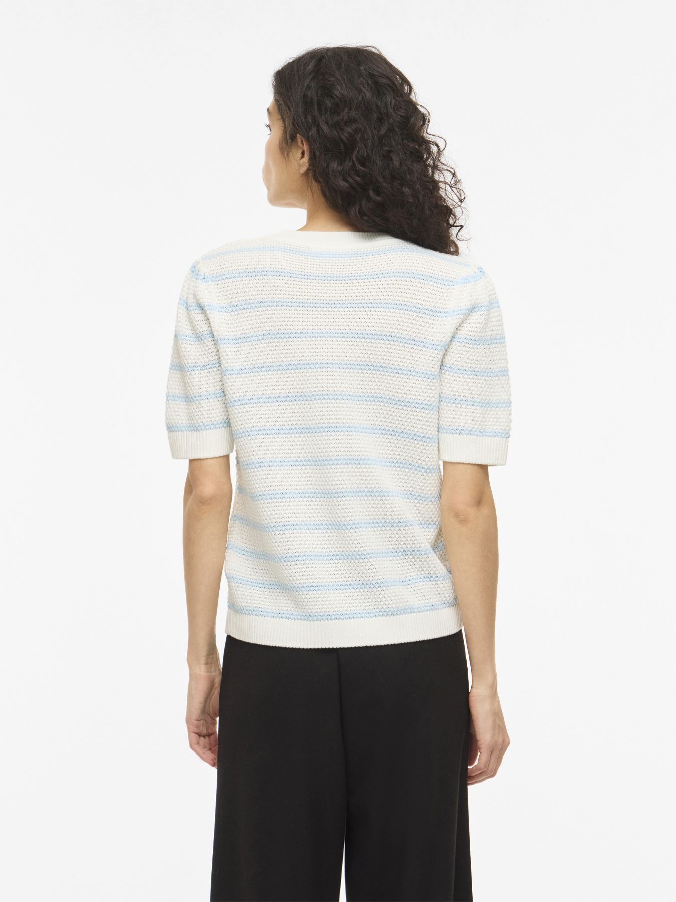 Vila VIDALO O-NECK S/S STRIPE KNIT-NOOS White Alyssum/NANTUCKET BREEZE 2900163991031
