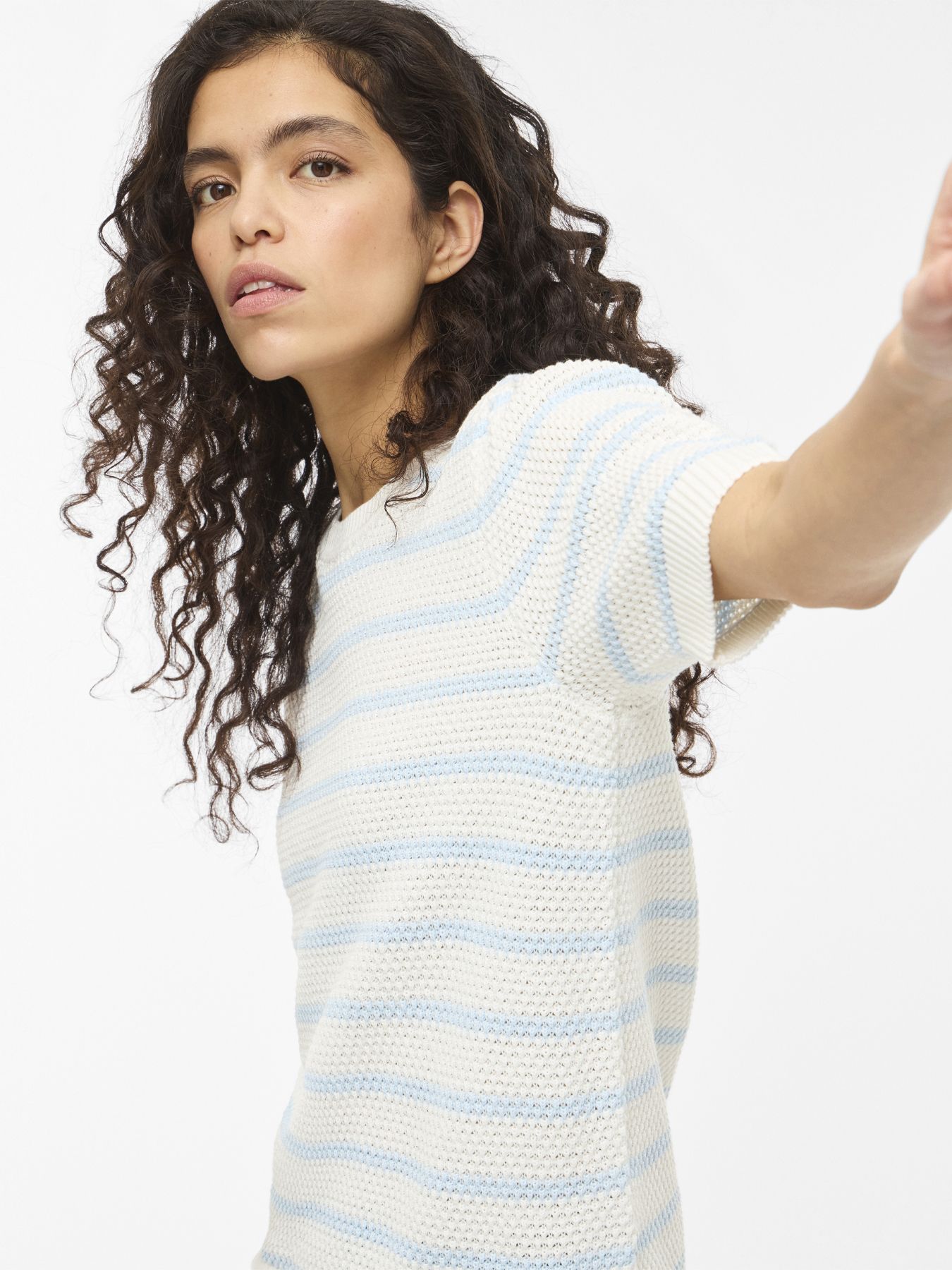 Vila VIDALO O-NECK S/S STRIPE KNIT-NOOS White Alyssum/NANTUCKET BREEZE 2900163991031