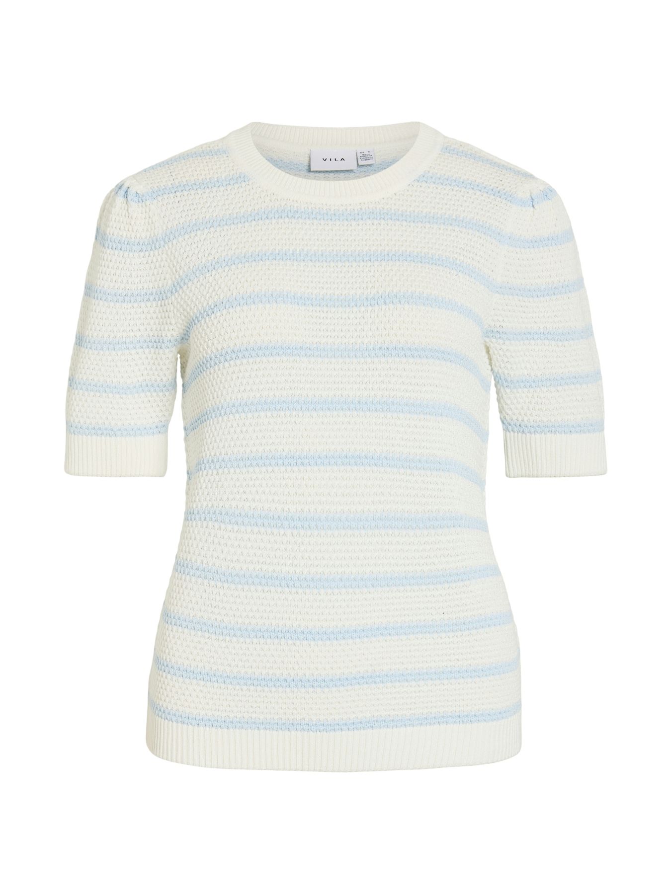 Vila VIDALO O-NECK S/S STRIPE KNIT-NOOS White Alyssum/NANTUCKET BREEZE 2900163991031