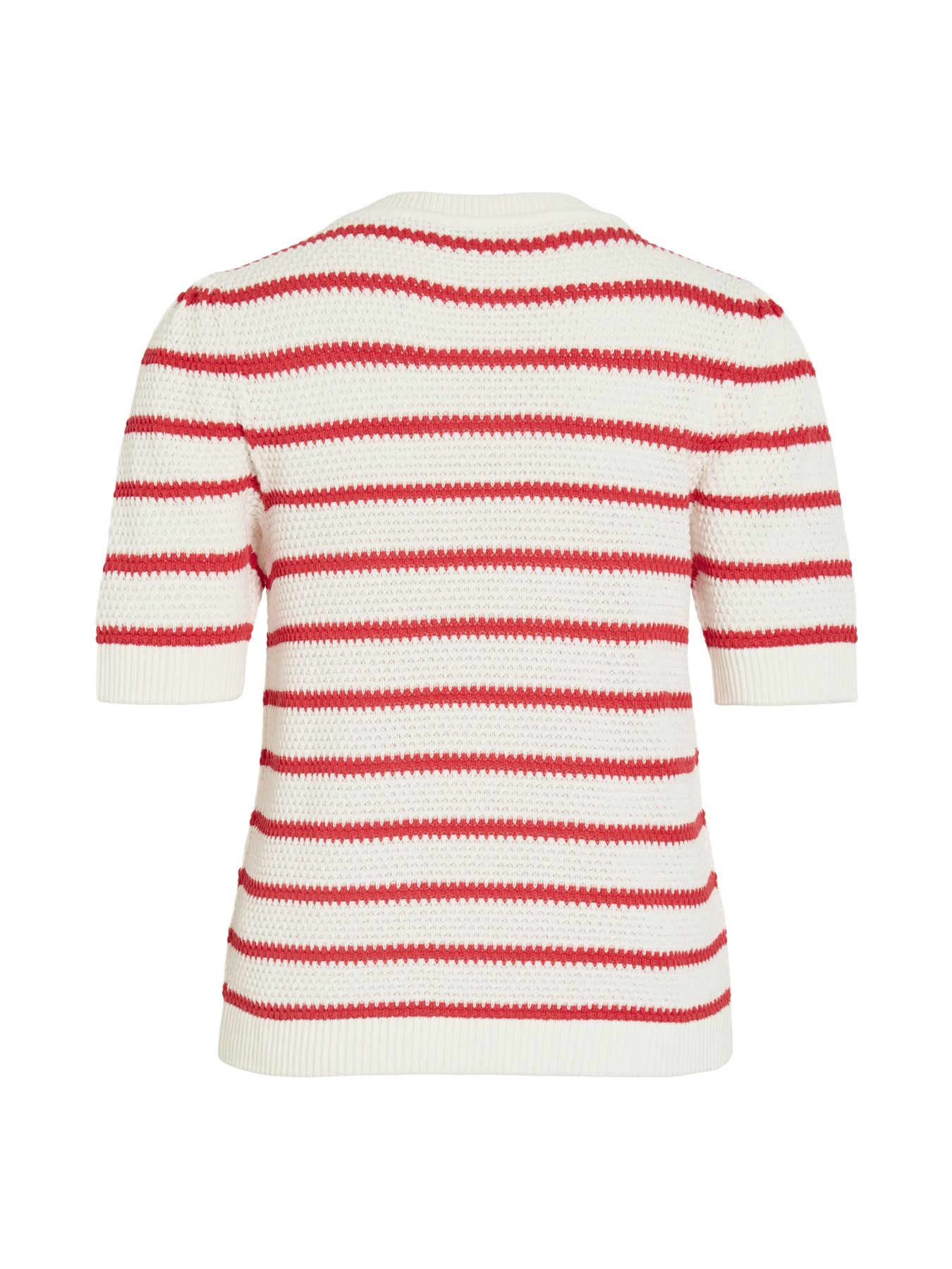 Vila VIDALO O-NECK S/S STRIPE KNIT-NOOS White Alyssum/HIBISCUS 2900163993011