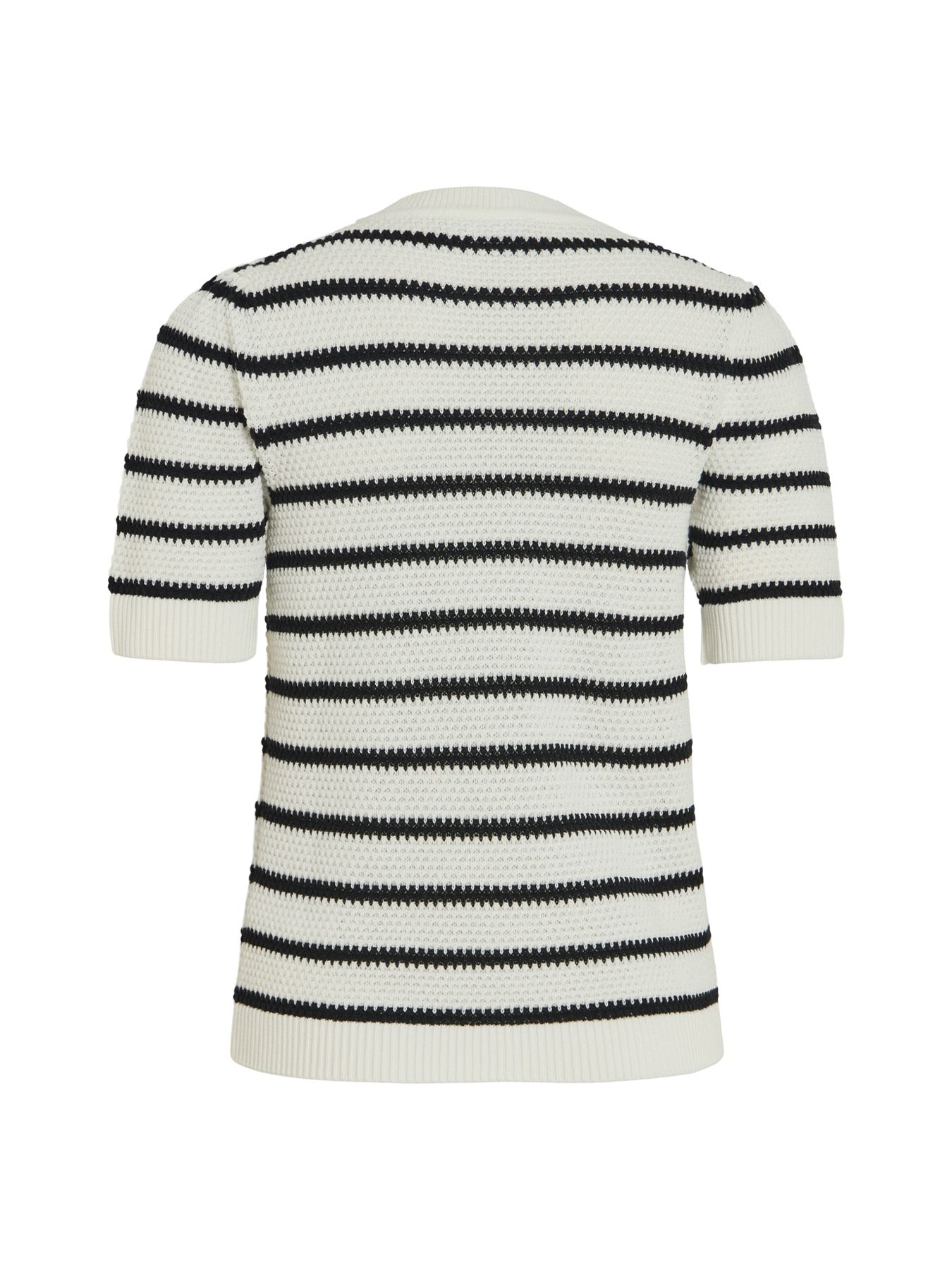 Vila VIDALO O-NECK S/S STRIPE KNIT-NOOS White Alyssum/BLACK 2900163997033