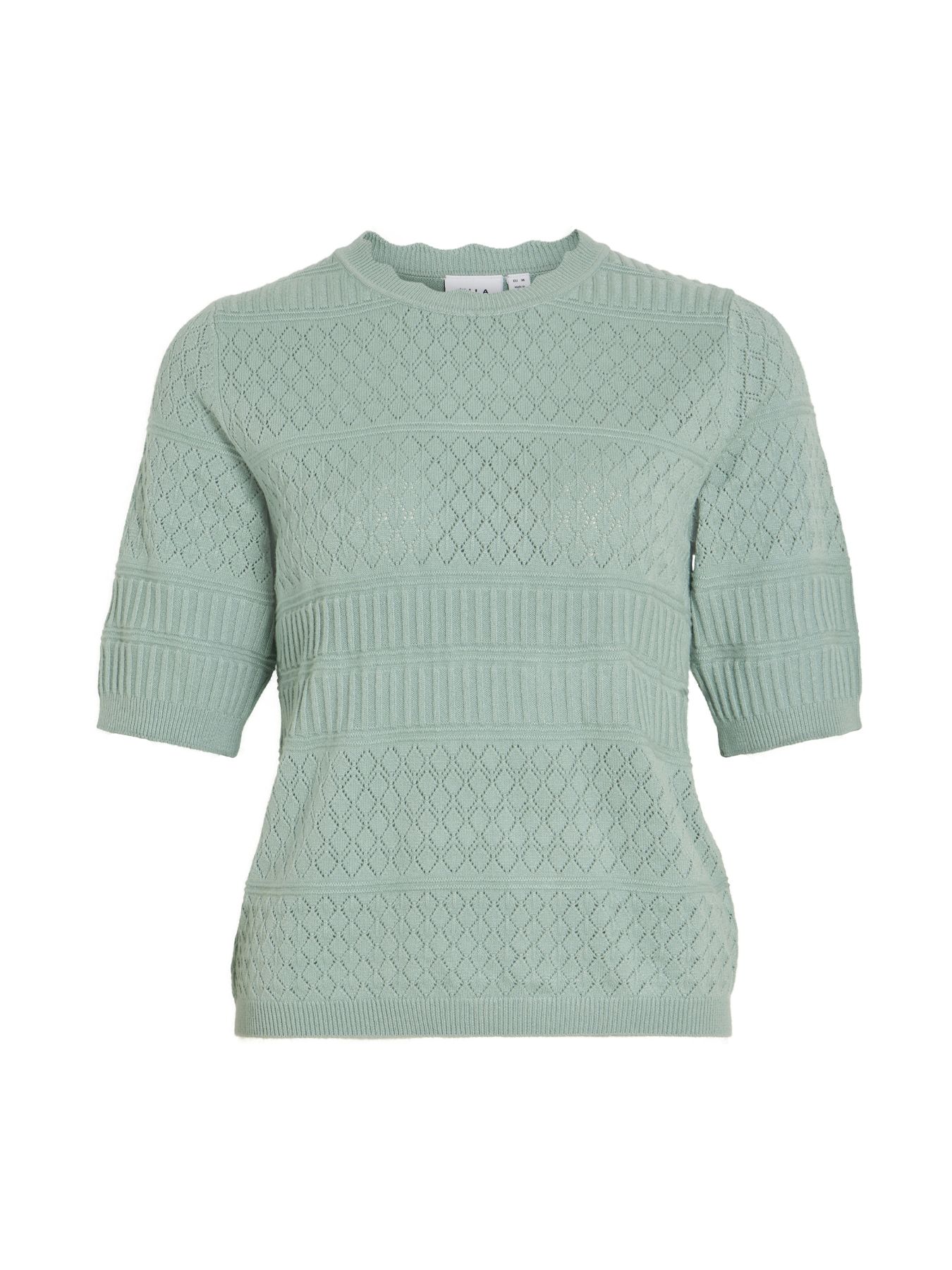 Object VIMILOS S/S O-NECK POINTELLE TOP - Blue Surf 2900163992021