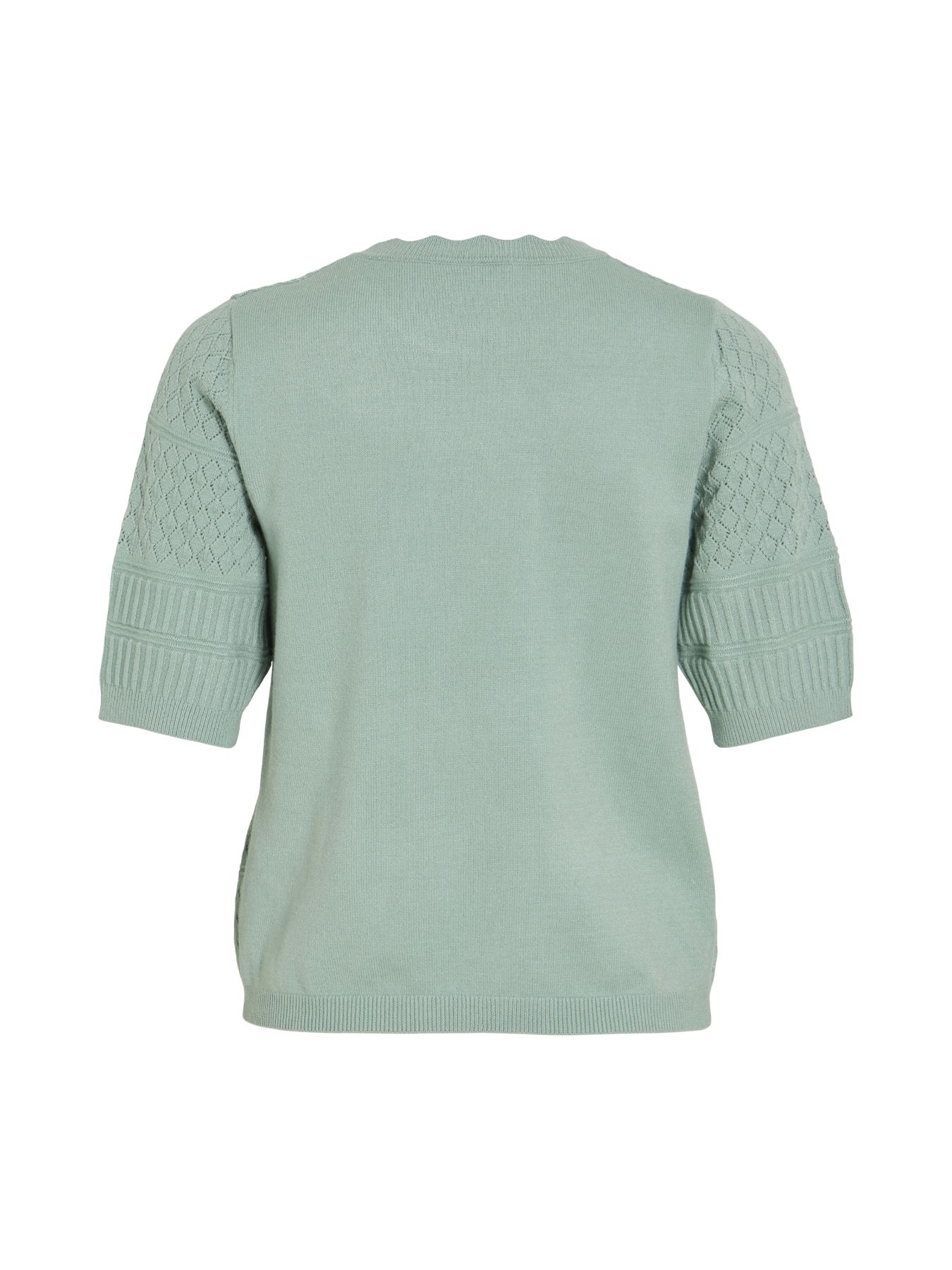 Object VIMILOS S/S O-NECK POINTELLE TOP - Blue Surf 2900163992021