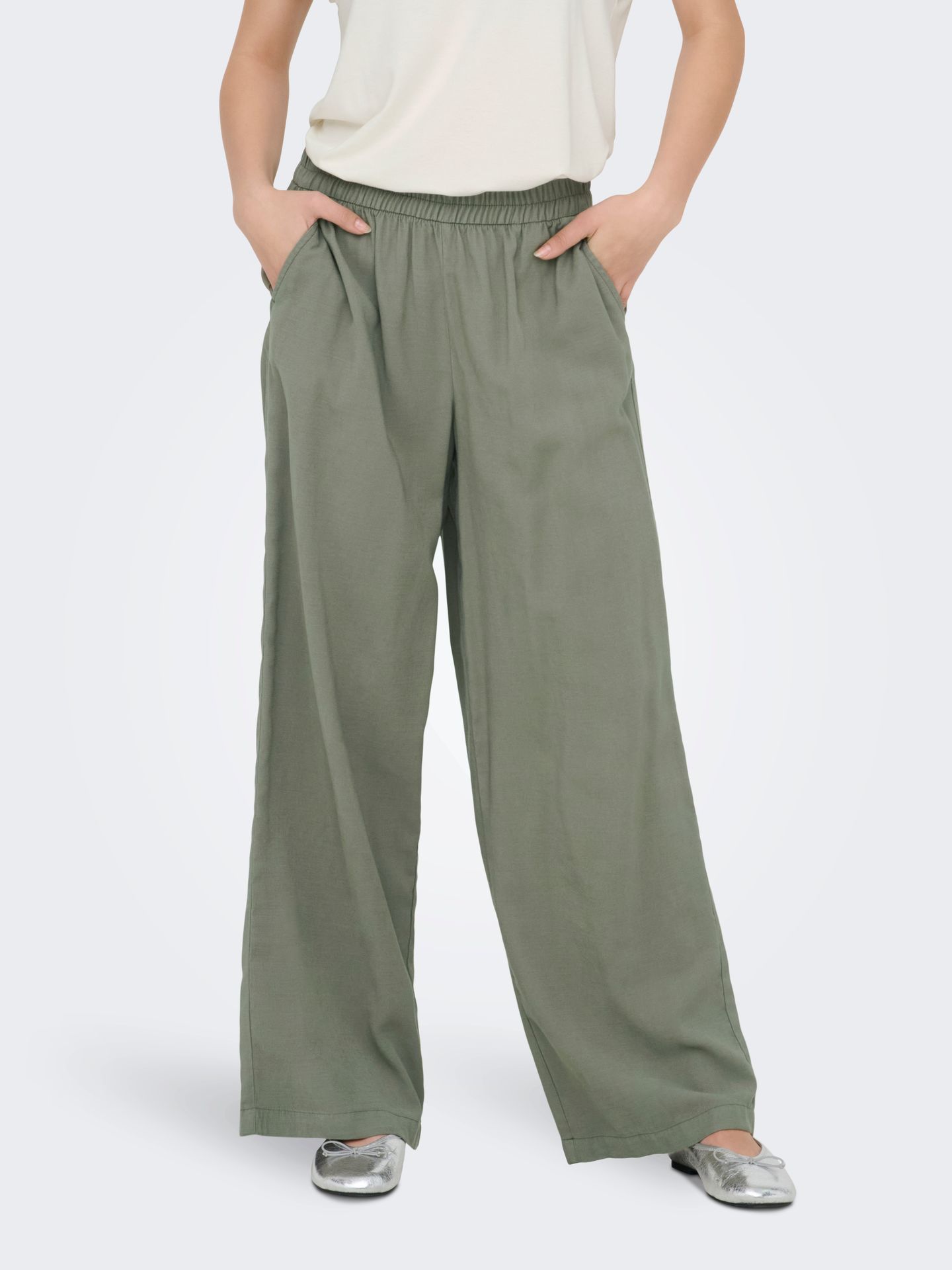 Only ONLARIS LIFE HW PULL-UP PANT WVN NO Smokey Olive 2900164065045
