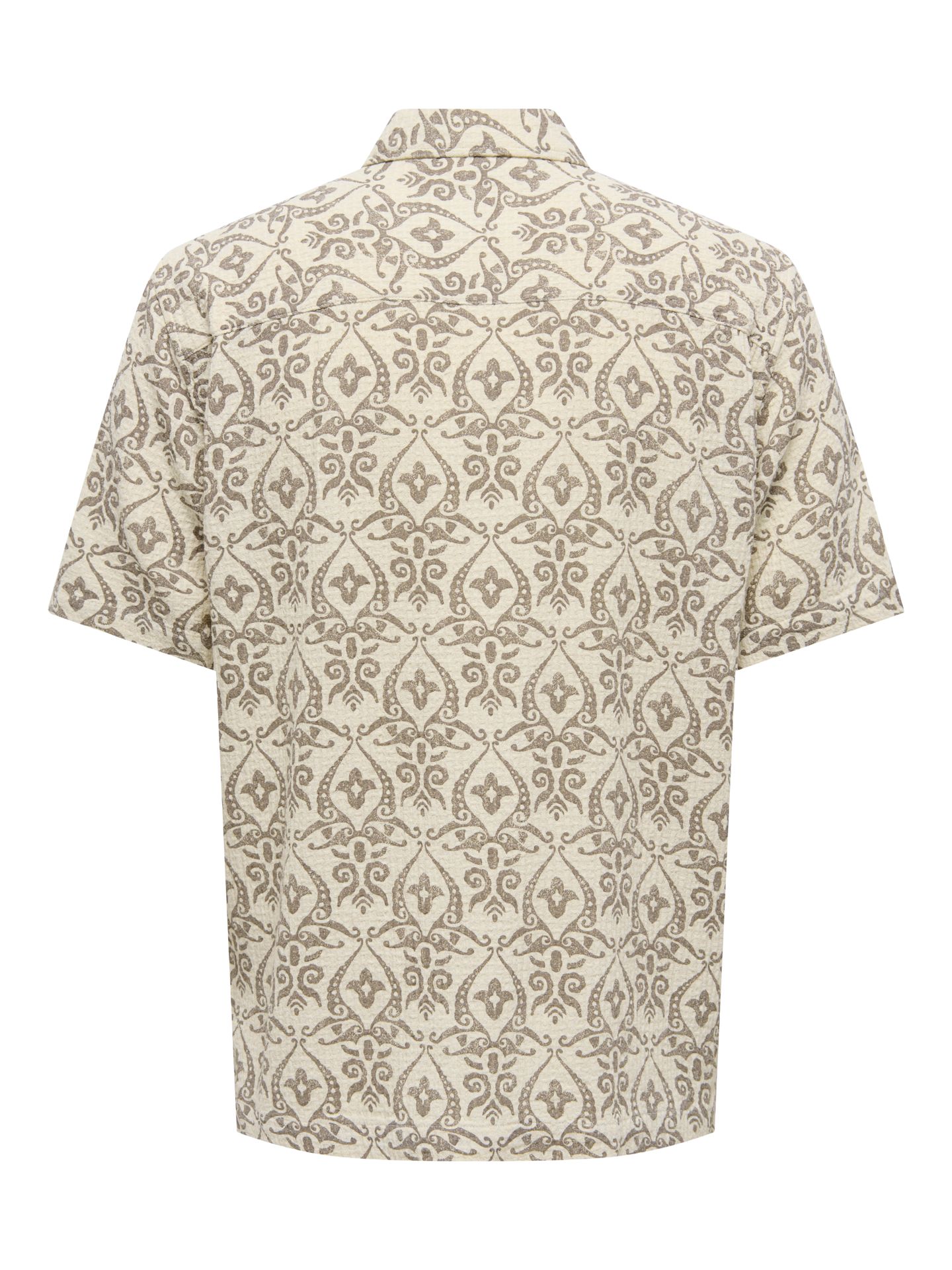 Only & Sons ONSSEA JACQUARD SS SHIRT REG VD Bone White/Walnut 00117161-EKA26011400003340
