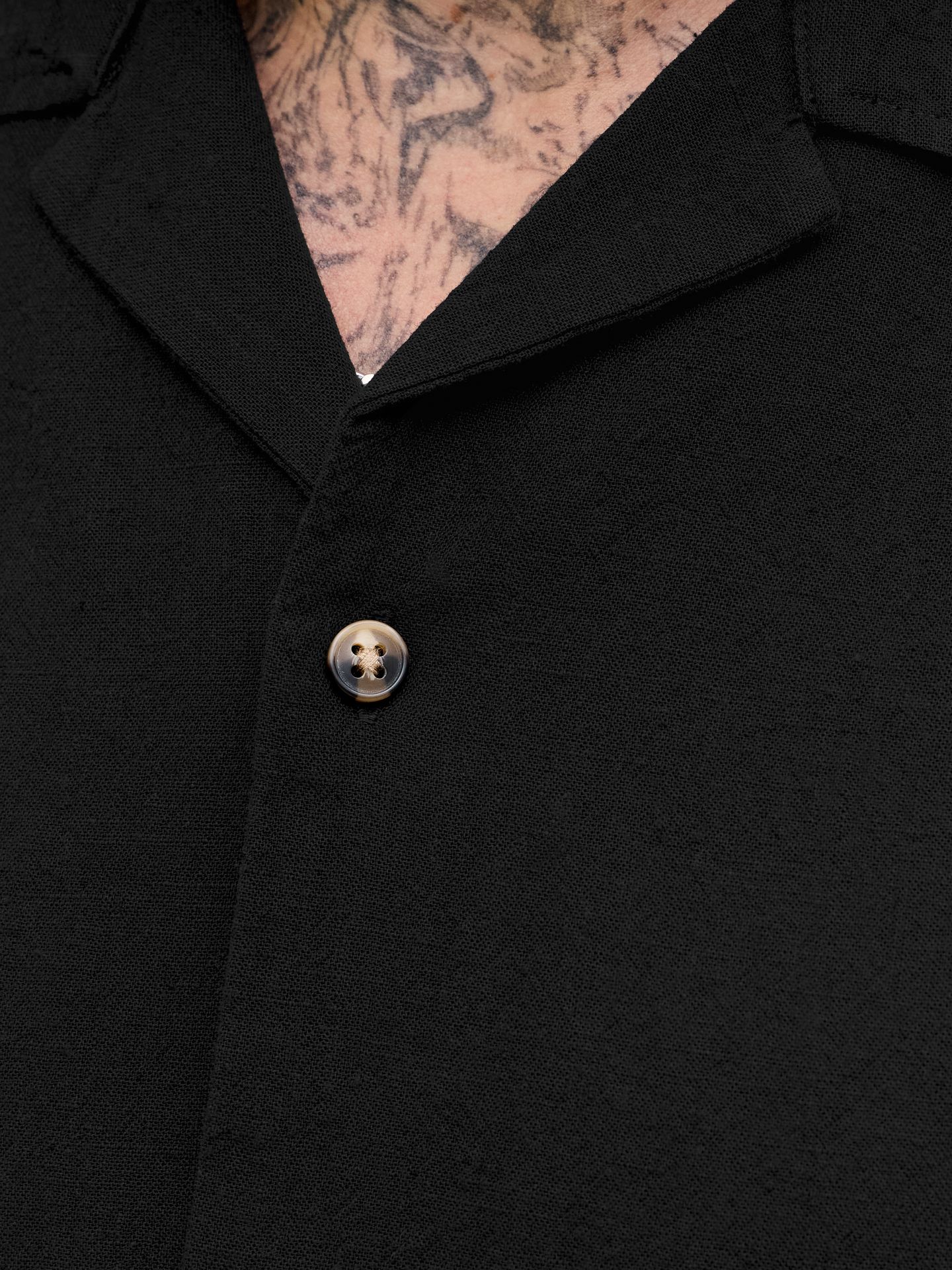 Jack & Jones JJESUMMER LINEN BLEND RESORT SHIRT Black 2900164087054