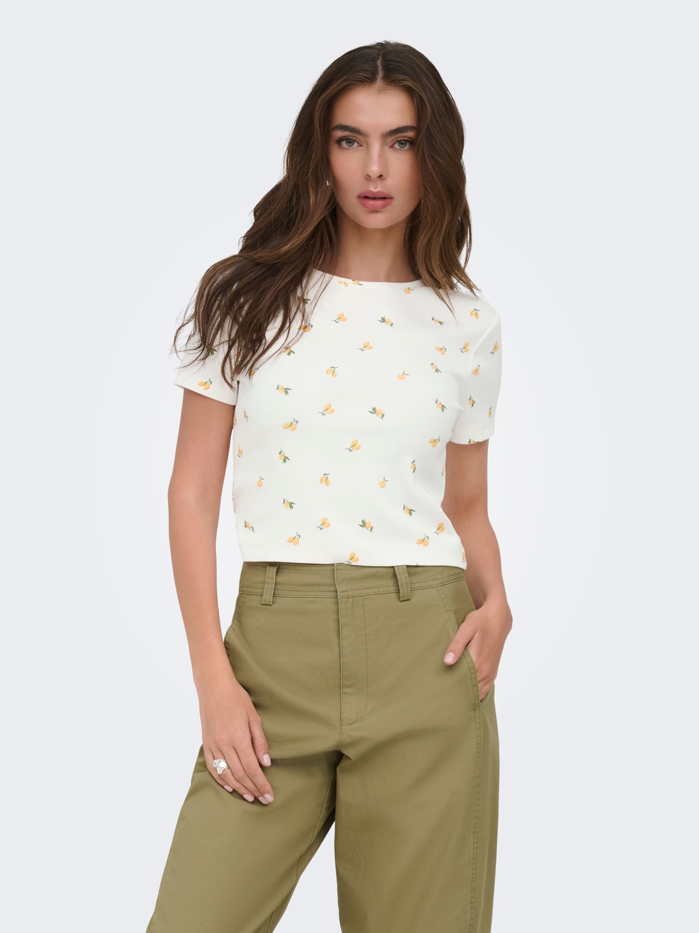 Only ONLFENJA S/S AOP TOP JRS NOOS Cloud Dancer/CHALK PINK 2900164095028