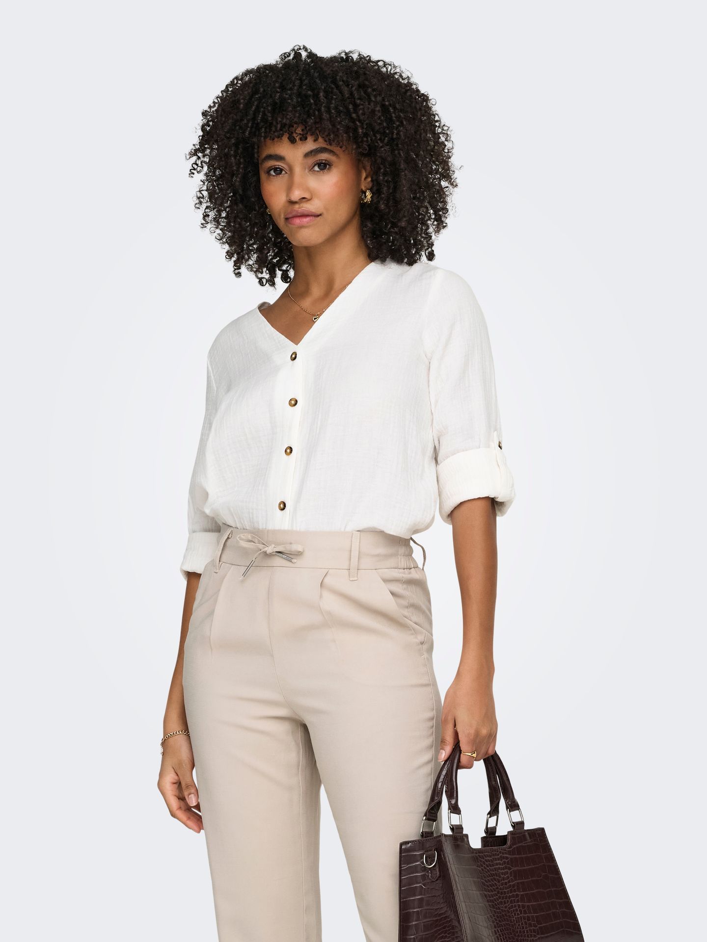 Only ONLTHYRA LIFE V-NECK L/S SHIRT NOOS Cloud Dancer 2900164179018