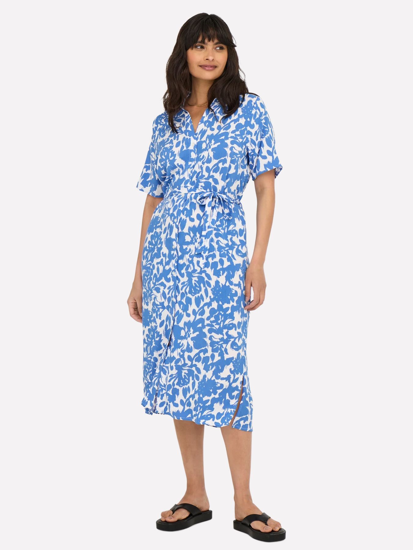 Only ONLYASMIN S/S SHIRT DRESS WVN NOOS Cloud Dancer/WIDE BLUE BONNET STRIP 00117229-EKA26011400001819