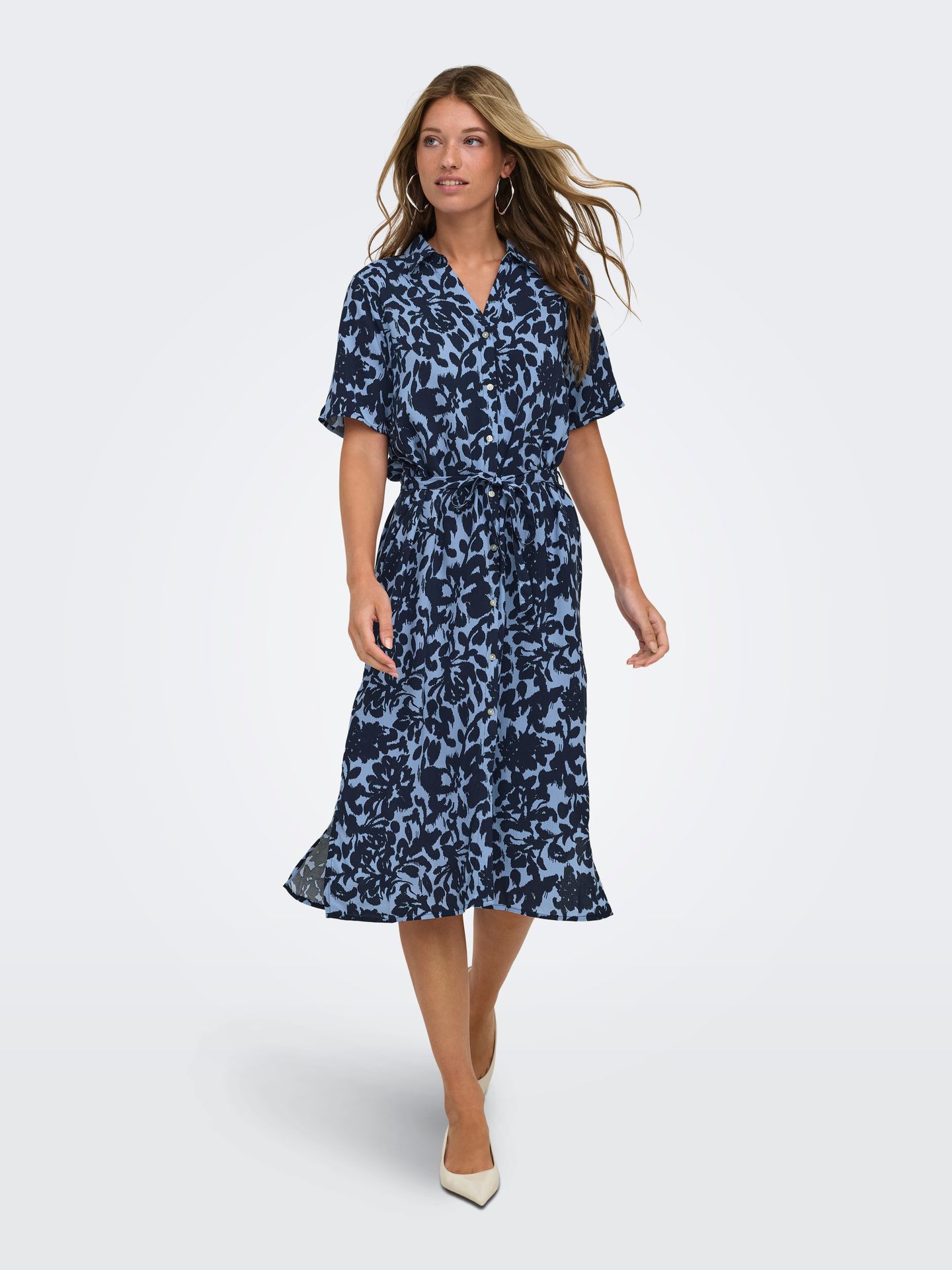 Only ONLYASMIN S/S SHIRT DRESS WVN NOOS Serenity/TANIA FLOWER DRESSBLUE 2900164188058