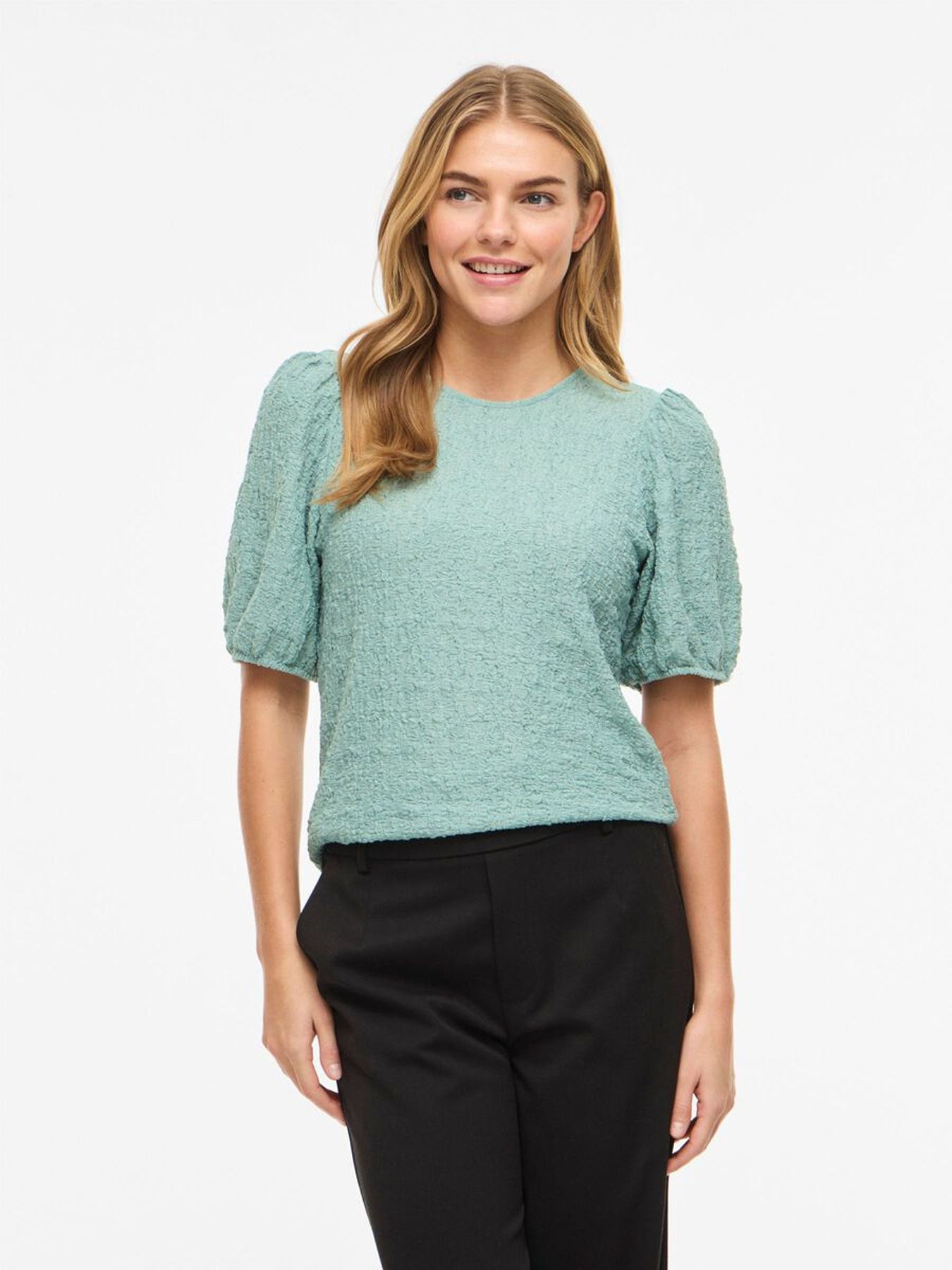 Object VIFALL O-NECK 2/4 TOP - NOOS Blue Surf 00117239-EKA22000400000218