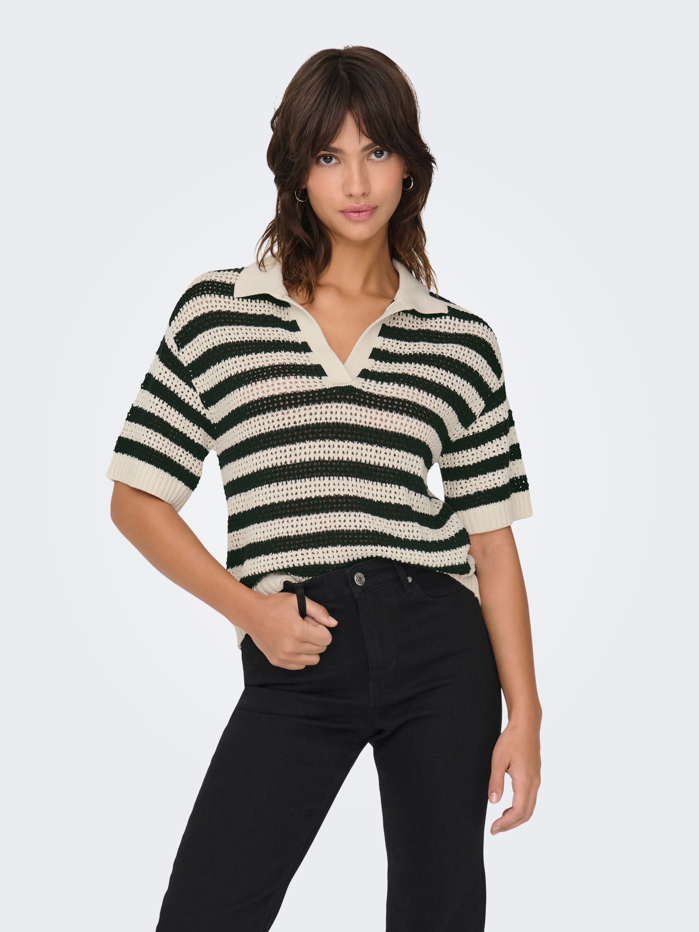 Only JDYTIKKA S/S POLO PULLOVER KNT NOOS Birch/W. Melange 2900164208022