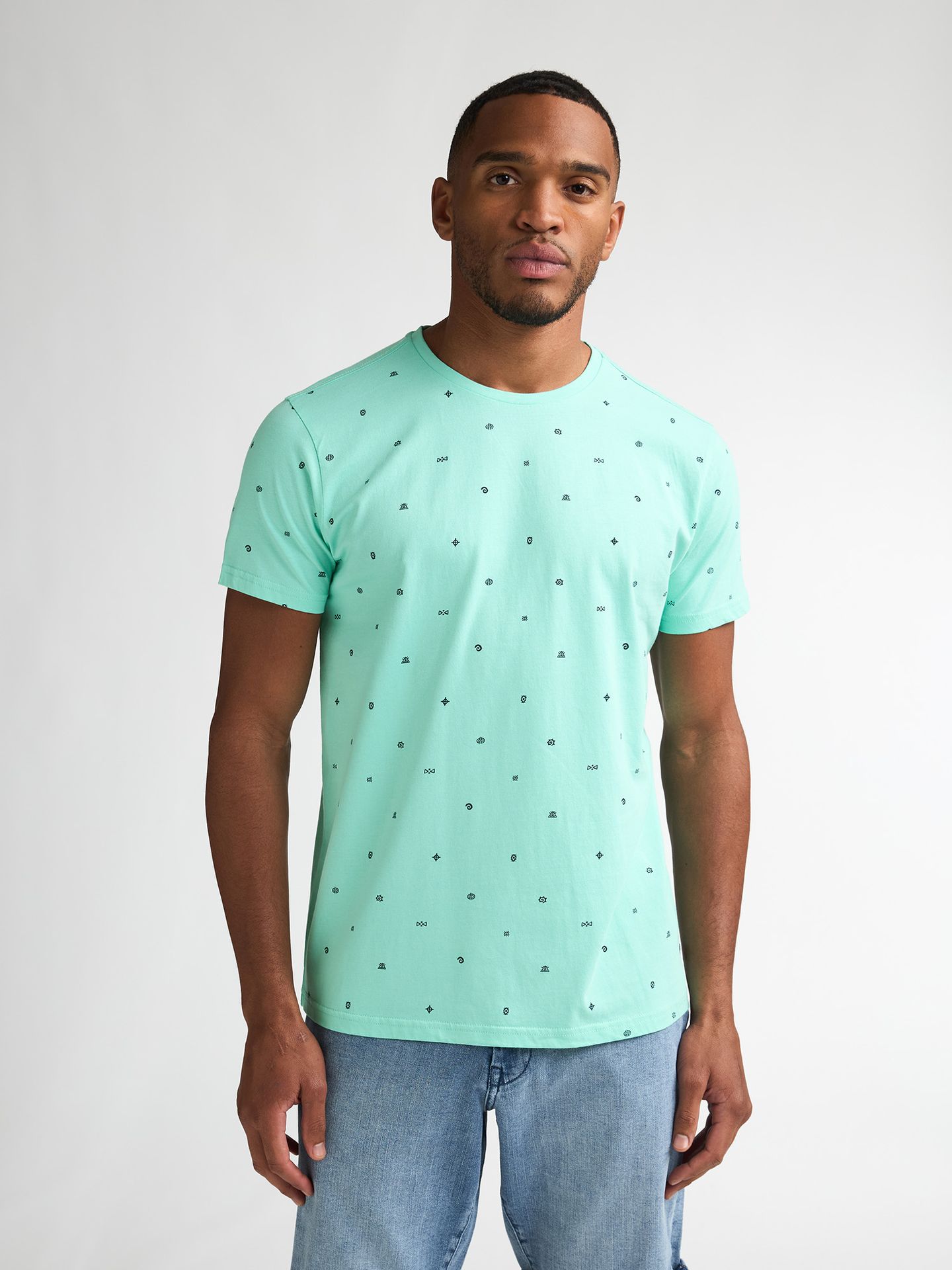 Petrol Industries Men T-Shirt SS AOP 6182 green aqua 00117265-EKA26002700000186