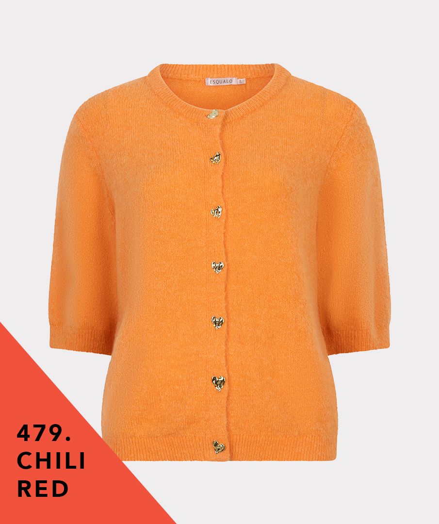 Esqualo Cardigan s/slve fancy buttons 479 chili red 00117268-EKA26009300000047