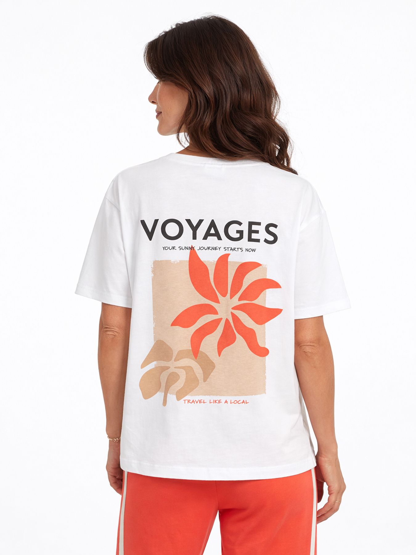 Esqualo T-shirt wide 'voyages' 976 off white / red 2900164272047