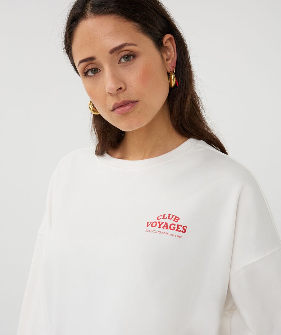Esqualo Sweater 'cities' 976 off white / red 00117271-EKA26009300000048