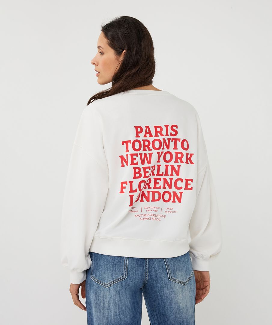 Esqualo Sweater 'cities' 976 off white / red 2900164273068