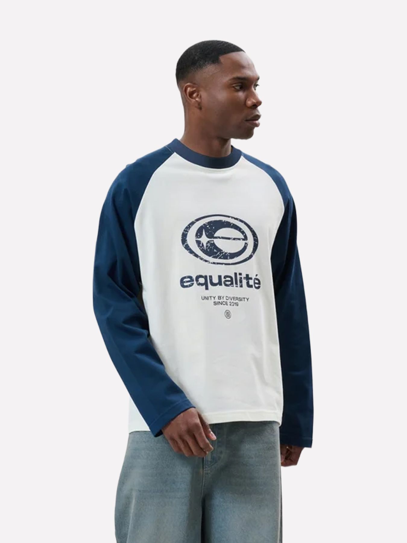 EqualitÃ© Elan oversized longsleeve tee Off white/Navy 00117273-120