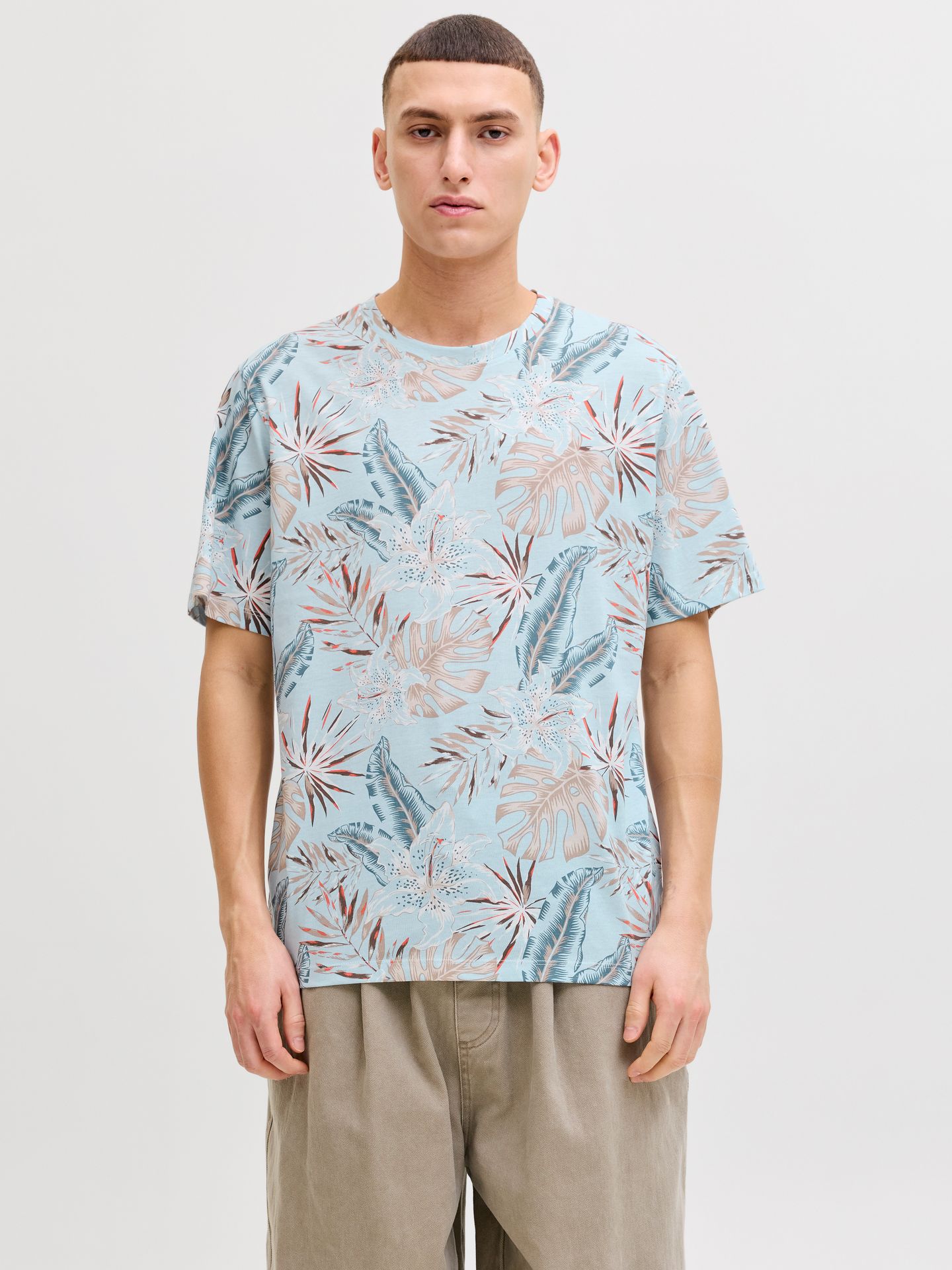 Jack & Jones JJHONOLULU AOP TEE SS CREW NECK Celestial Blue 2900164295015