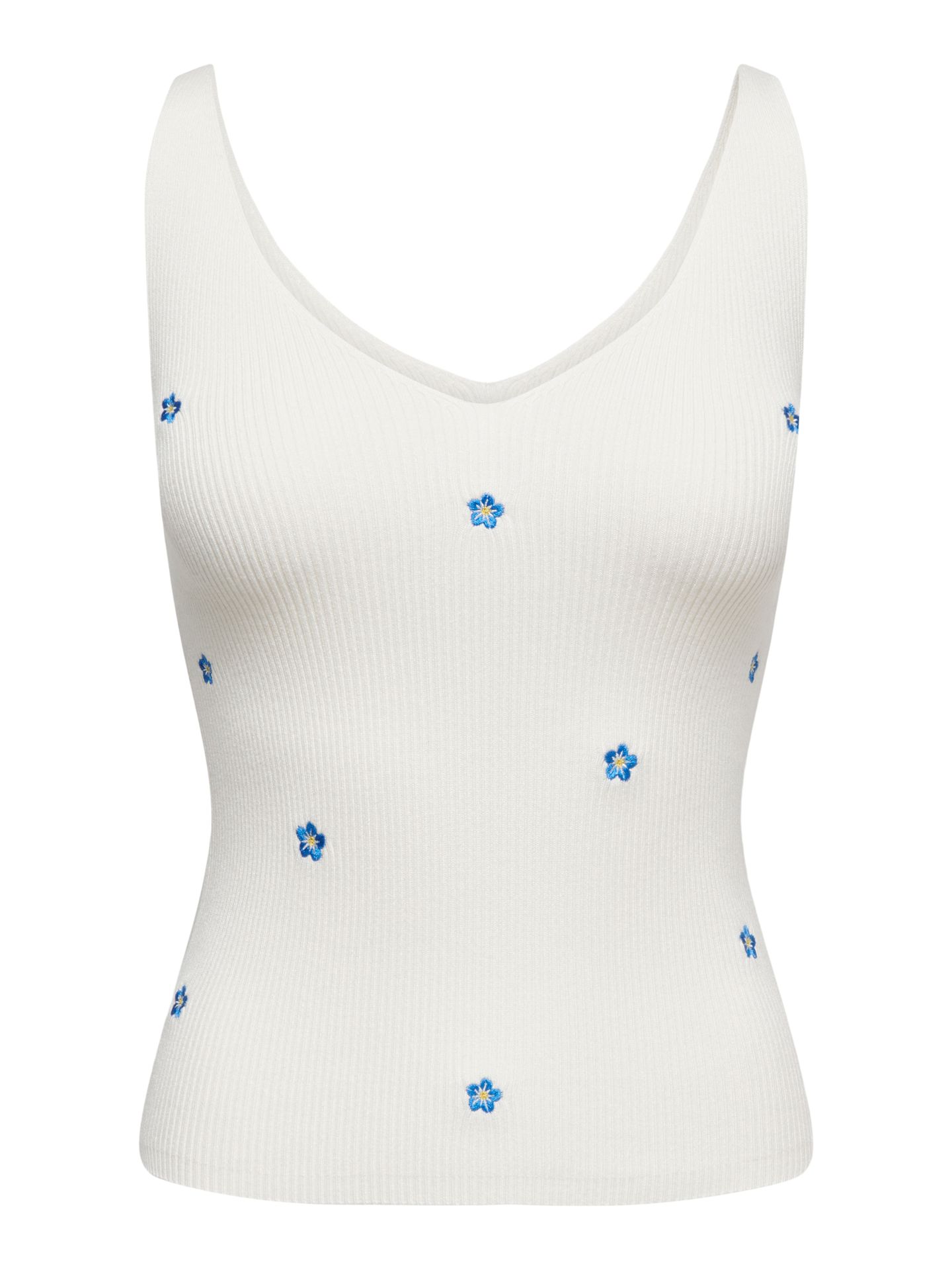 Only JDYNANNA S/L EMBROIDERY TOP KNT Cloud Dancer/W FORGET ME NOT EMB 00117287-EKA26011400003373