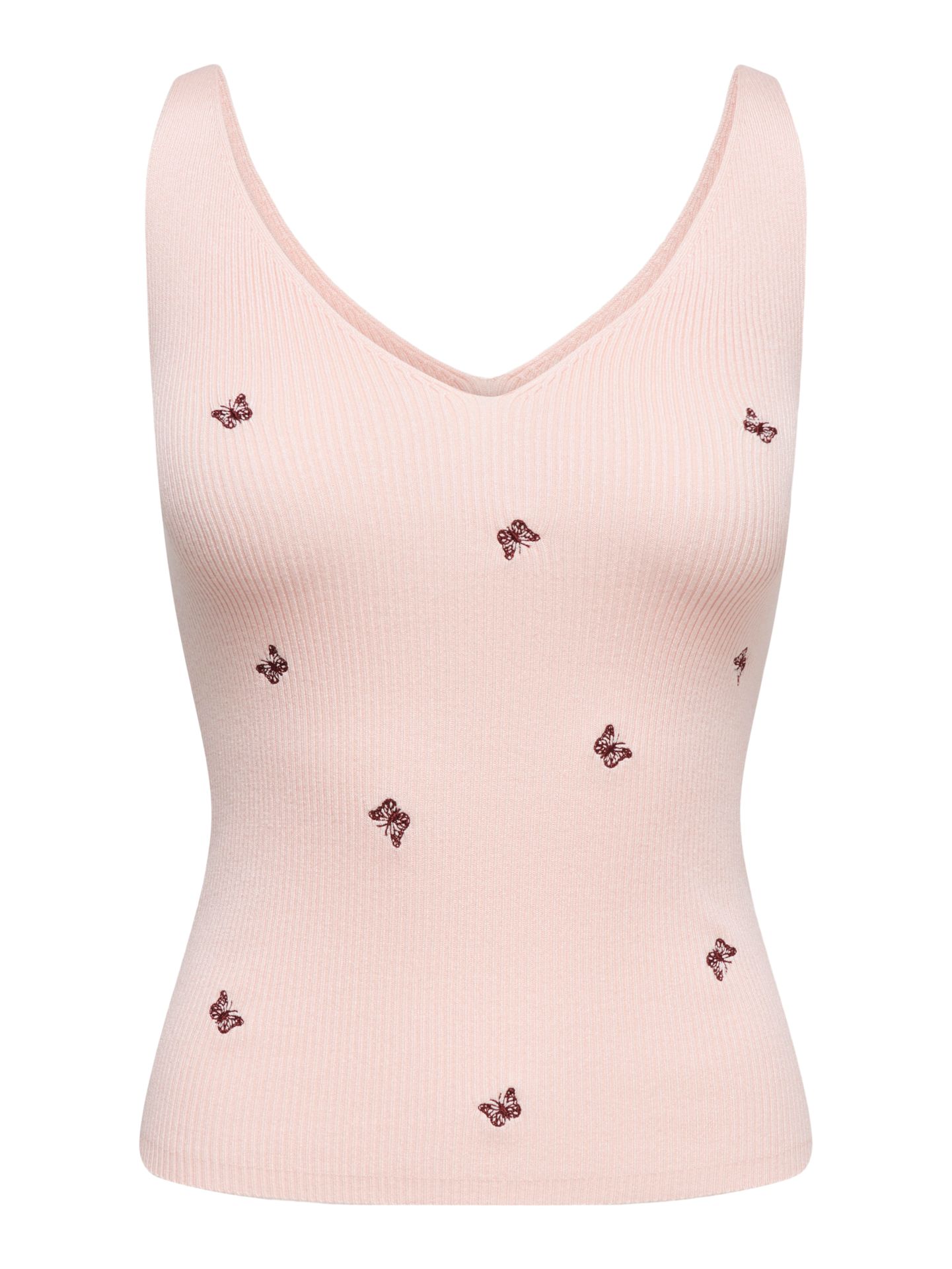 Only JDYNANNA S/L EMBROIDERY TOP KNT Pink Dogwood/W MAUVE WINE BUTTERFLY 00117287-EKA26011400003374