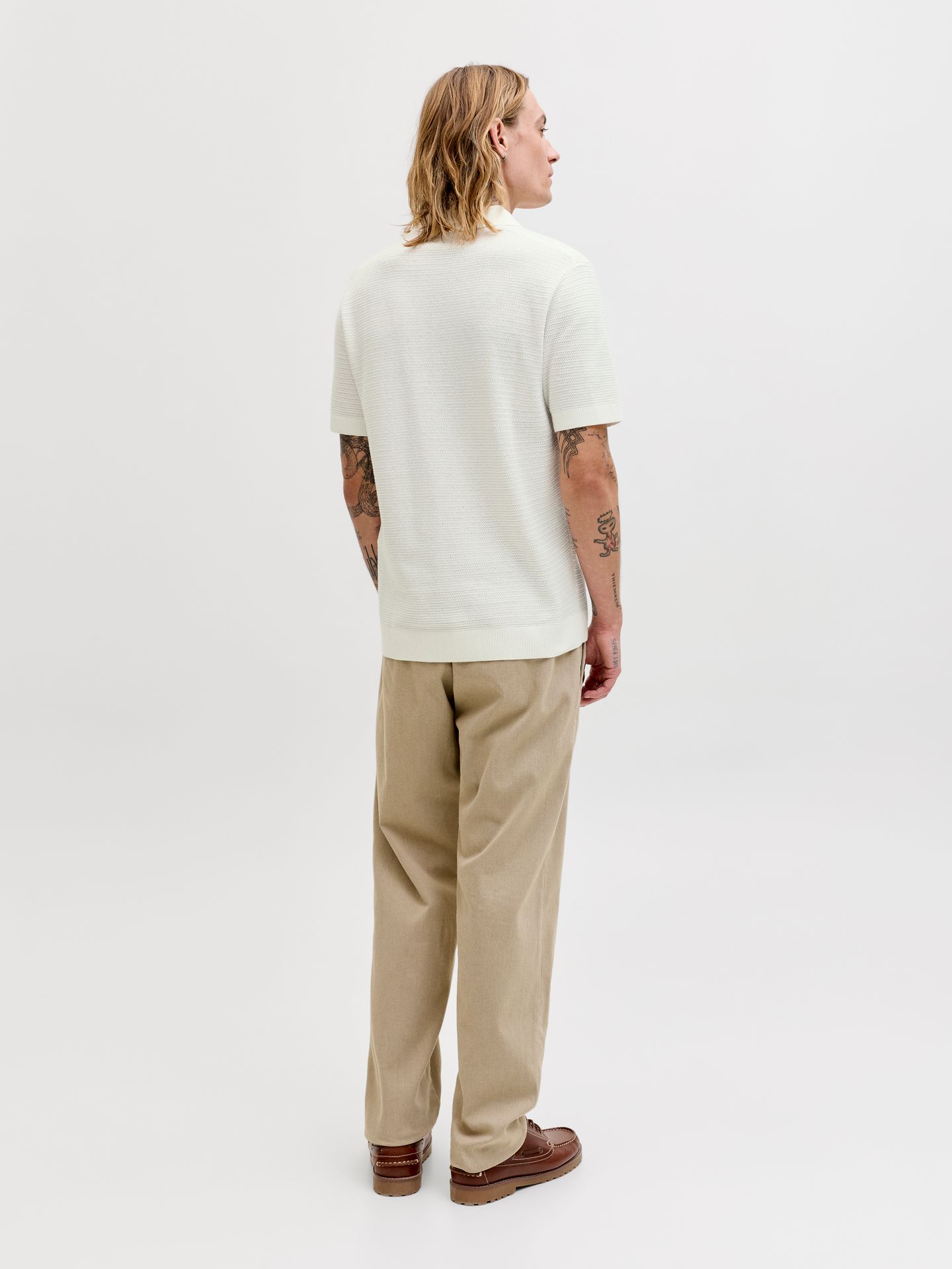 Jack & Jones JPRBLURILEY KNIT POLO SS SN Cloud Dancer 2900165181027